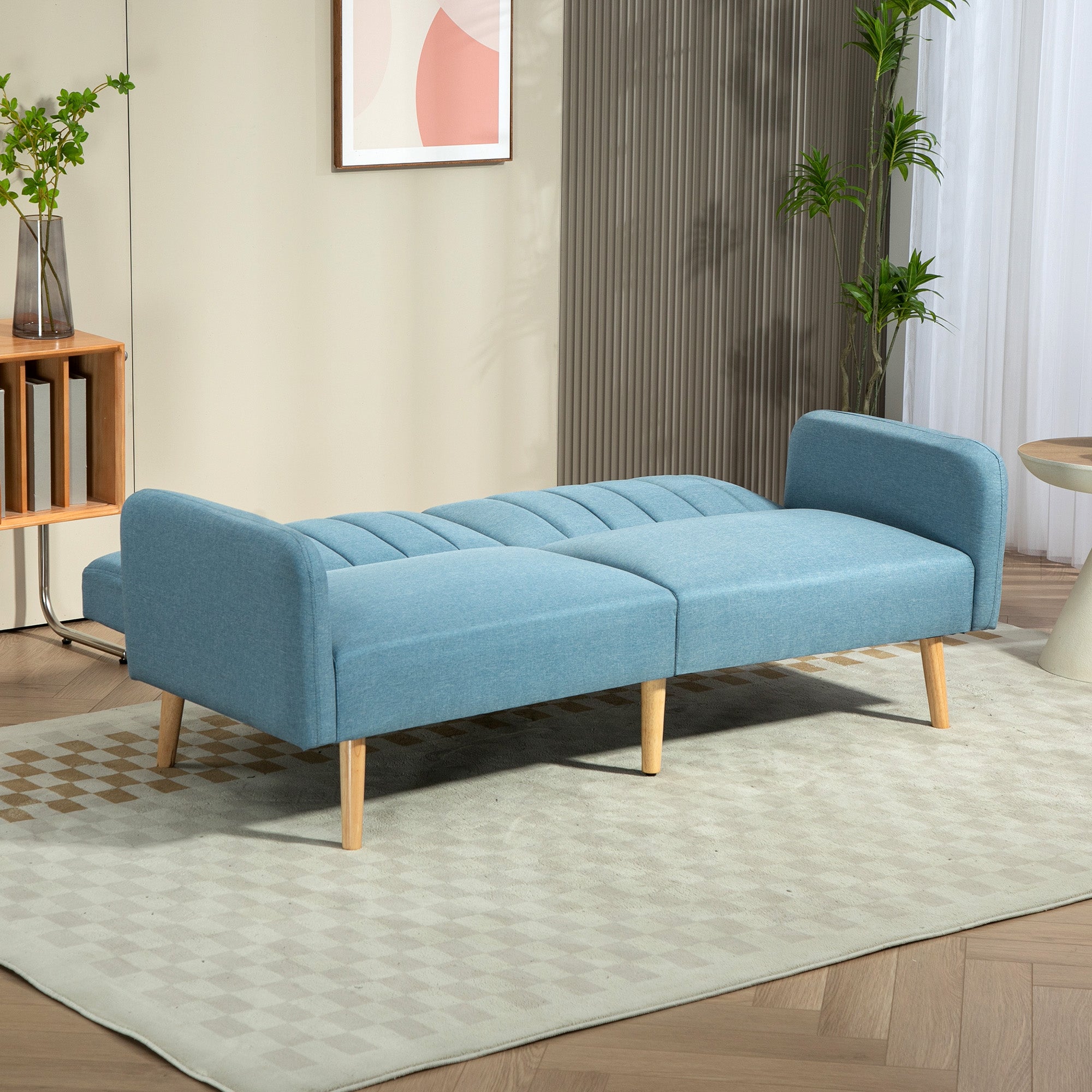 Sofá Cama de 2 Lugares 173x75x73 cm Azul Claro