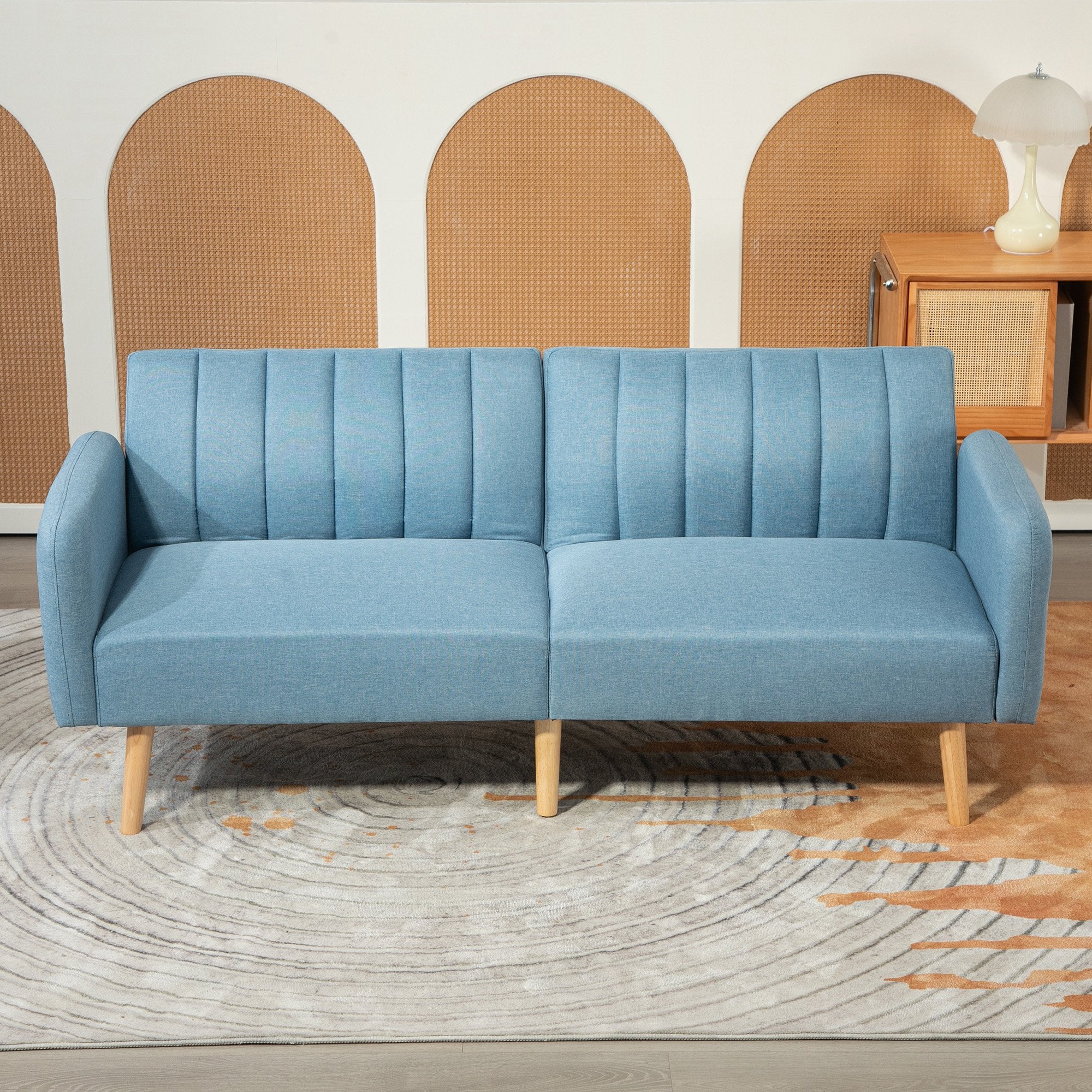 Sofá Cama de 2 Lugares 173x75x73 cm Azul Claro