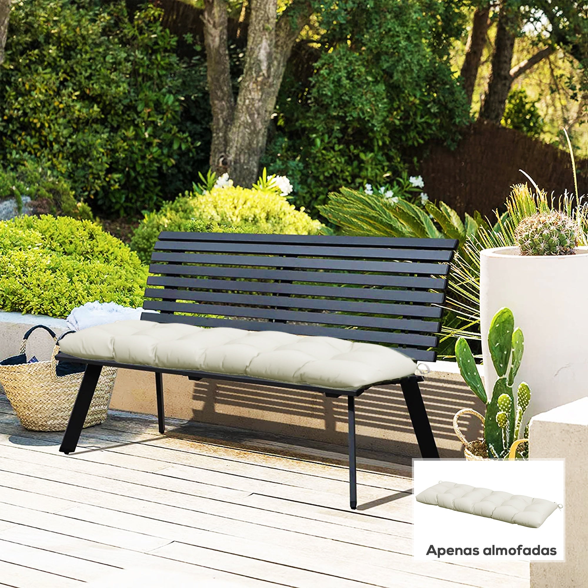 Almofada para Banco 128x48x8 cm - Cor Creme Branco