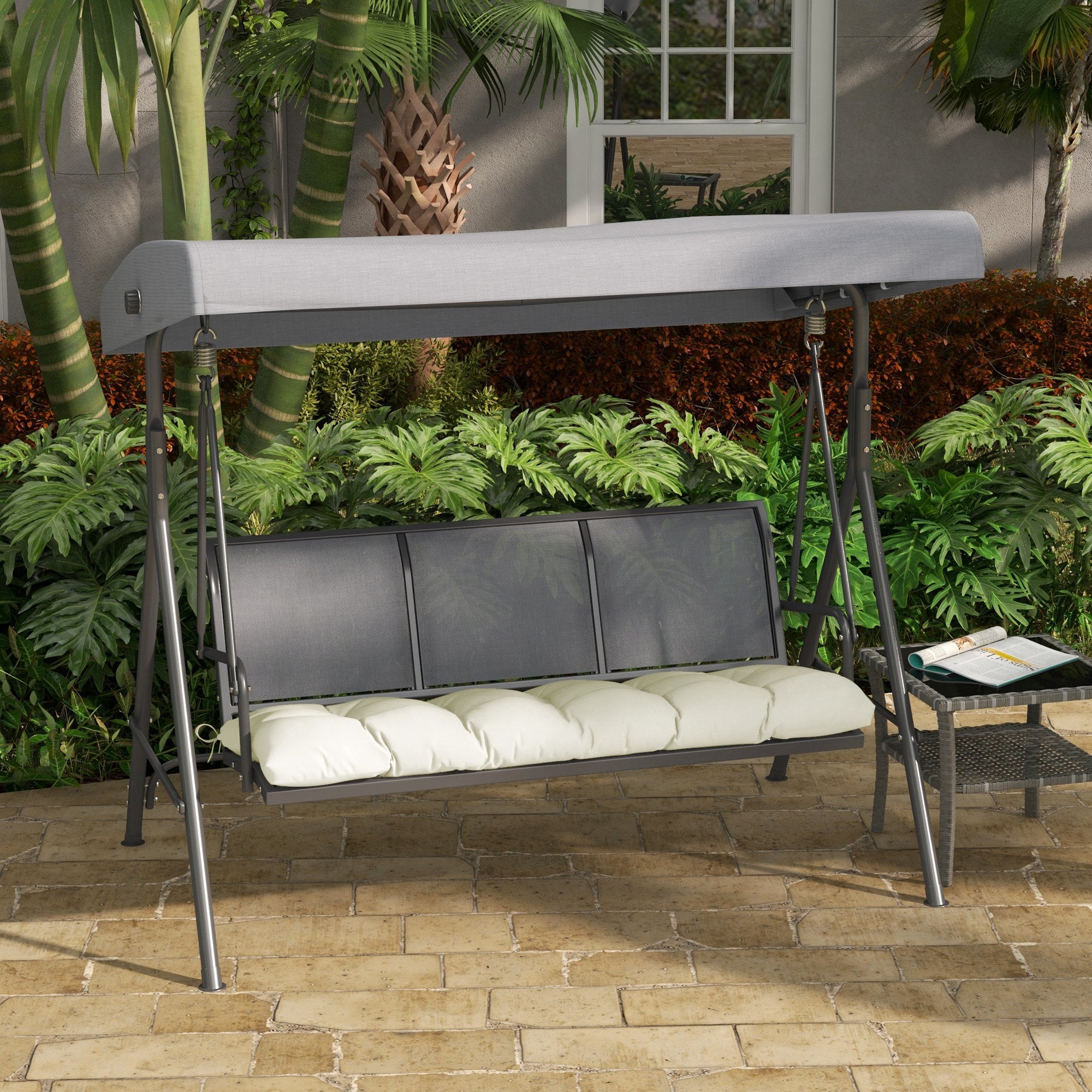 Almofada para Banco 128x48x8 cm - Cor Creme Branco