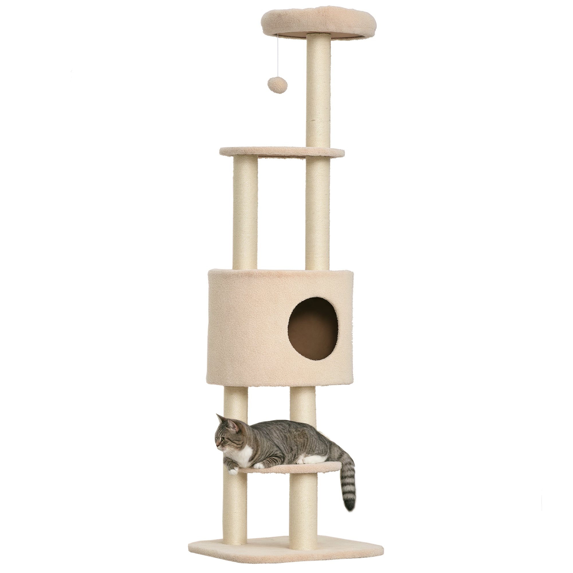 Arranhador para Gatos Altura 148 cm Bege
