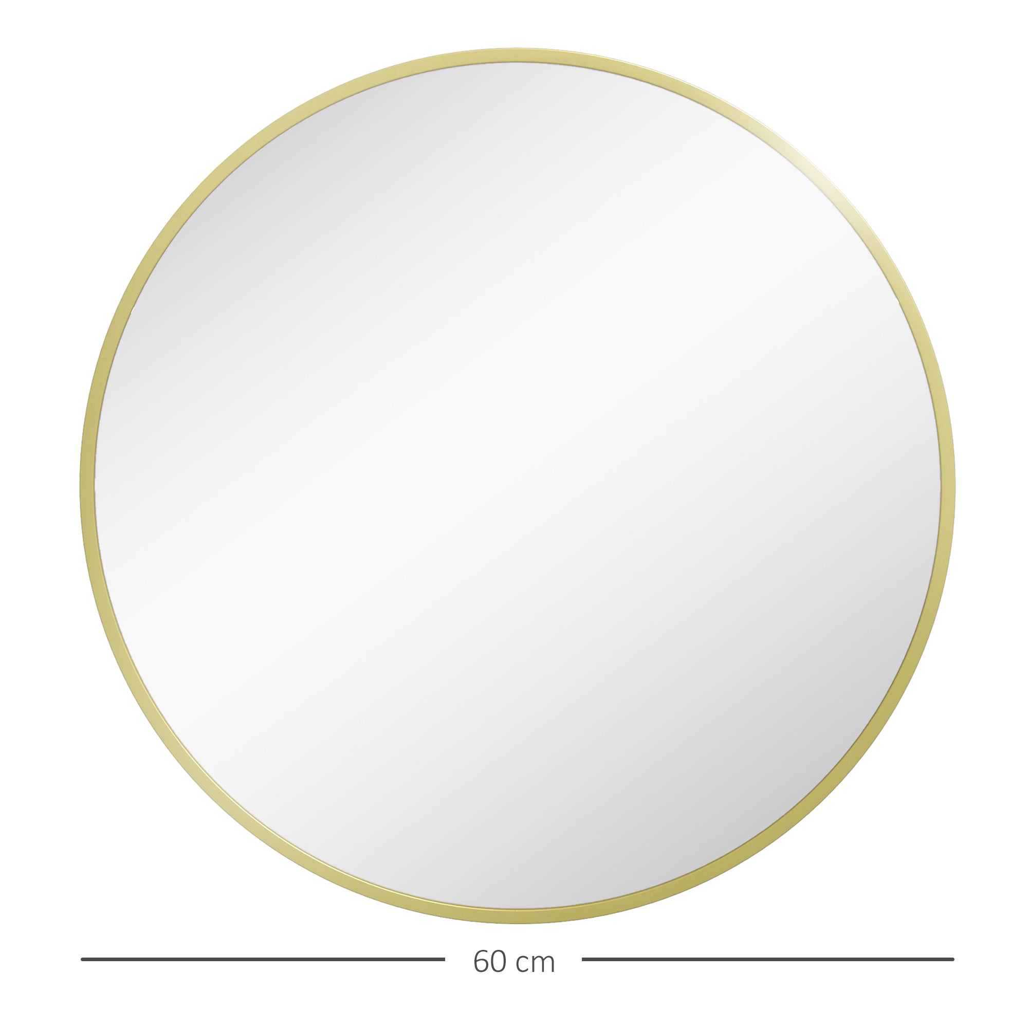Espelho Redondo Ø60x3 cm Cor Ouro para Casa de Banho e Sala de Estar
