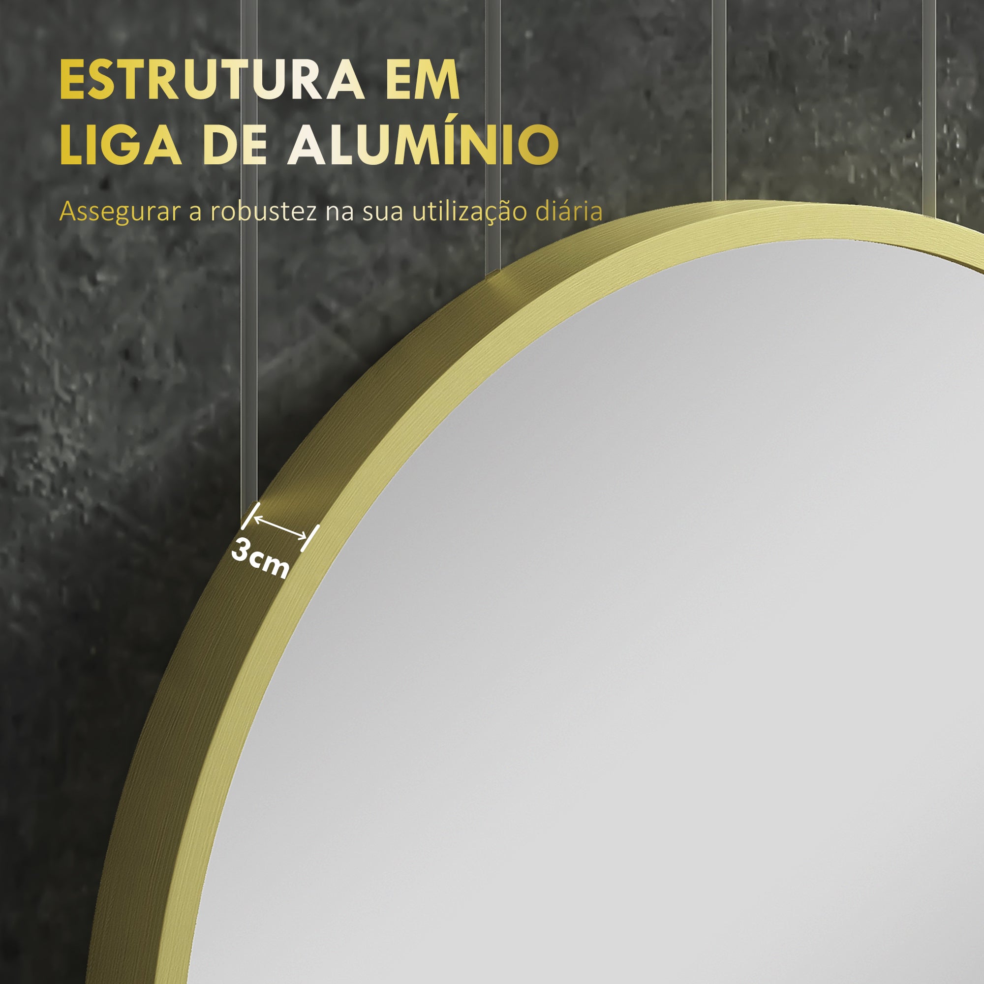 Espelho Redondo Ø60x3 cm Cor Ouro para Casa de Banho e Sala de Estar