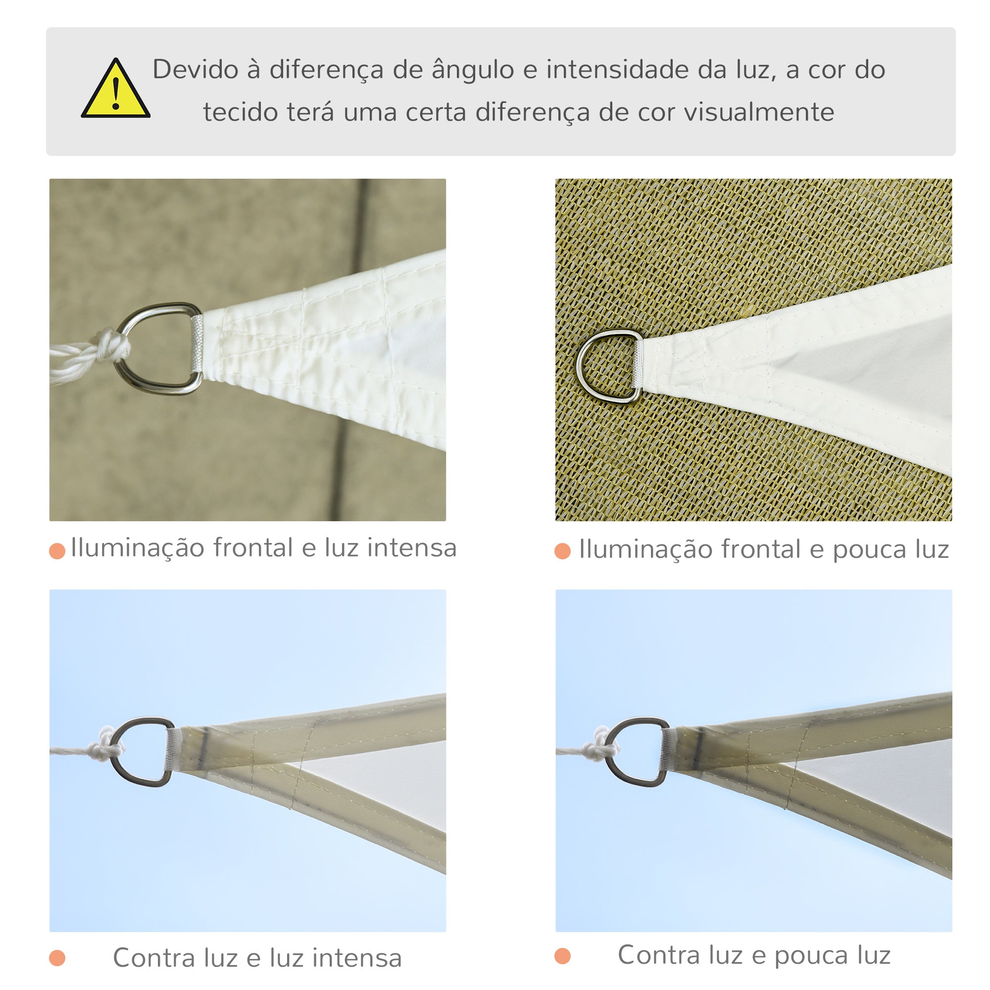 Vela de Sombra Triangular 500x500x500 cm - Cor Creme Branco