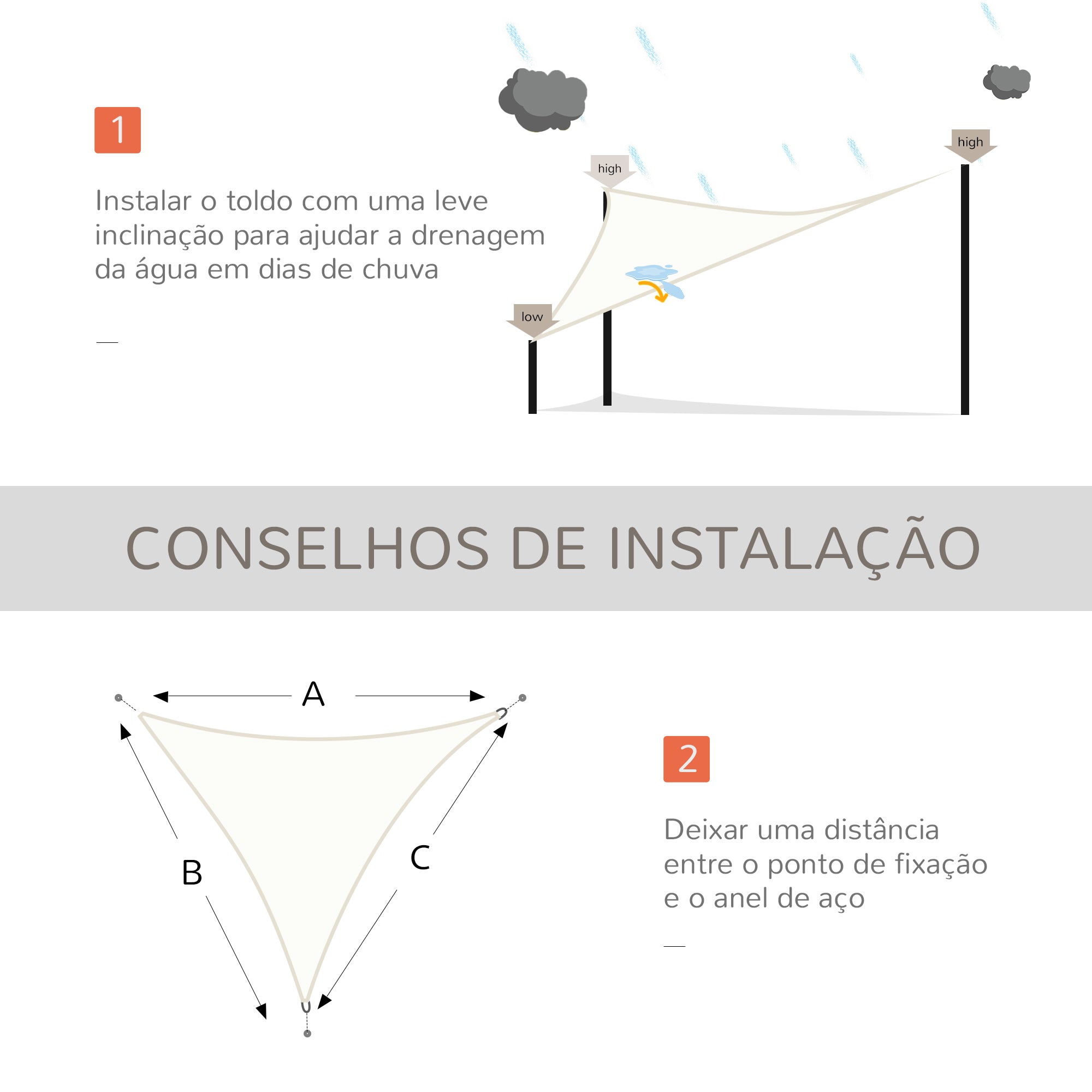 Vela de Sombra Triangular 500x500x500 cm - Cor Creme Branco