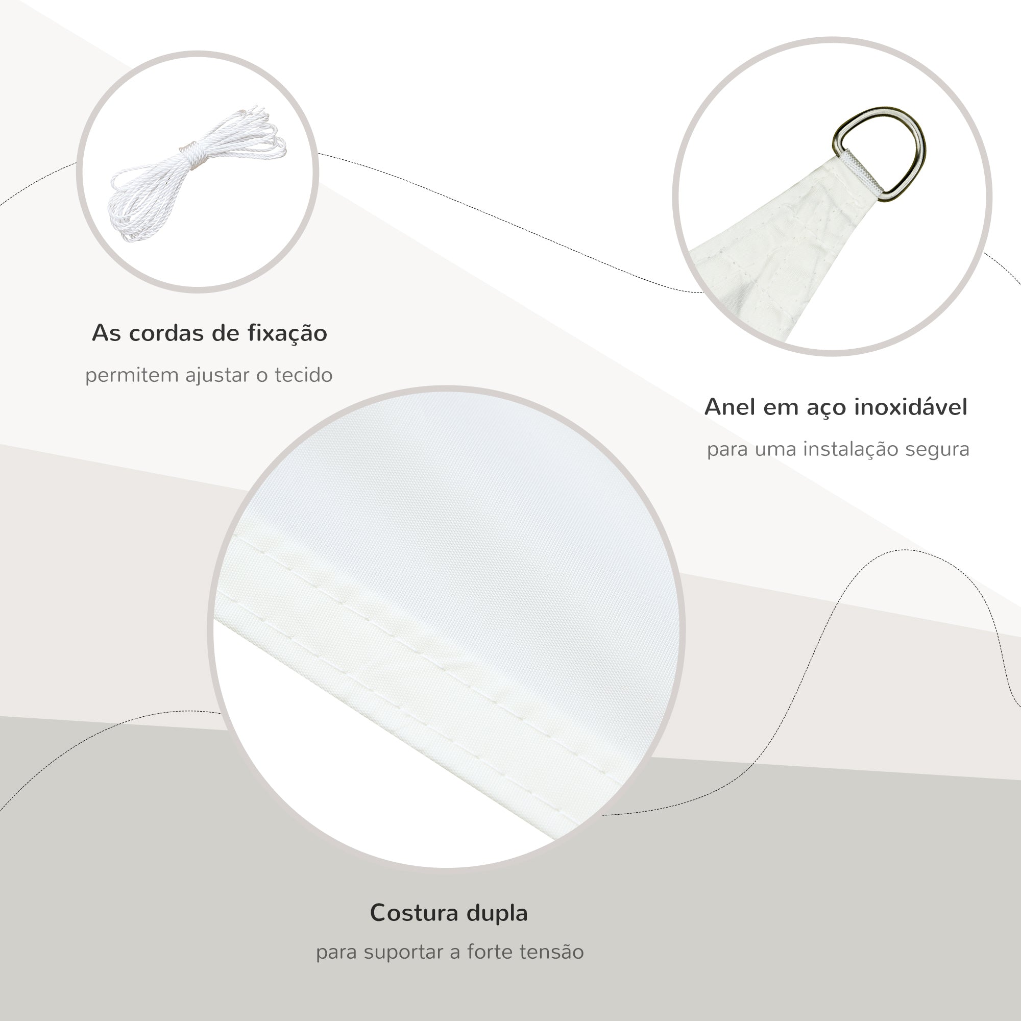Vela de Sombra Triangular 500x500x500 cm - Cor Creme Branco