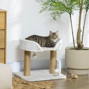 Arranhador para Gatos Branco 48x38x42 cm com Cama e Bolas Suspensas