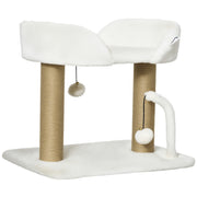 Arranhador para Gatos Branco 48x38x42 cm com Cama e Bolas Suspensas