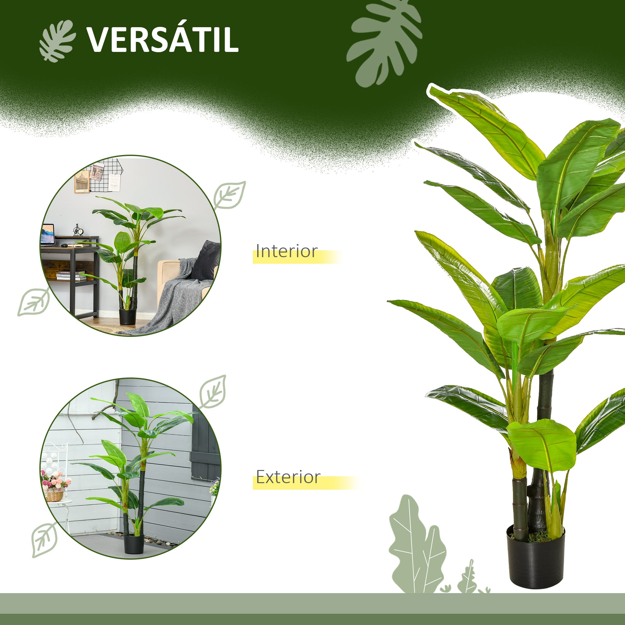 Bananeira Artificial – 150 cm – Verde – PEVA, PE e cimento