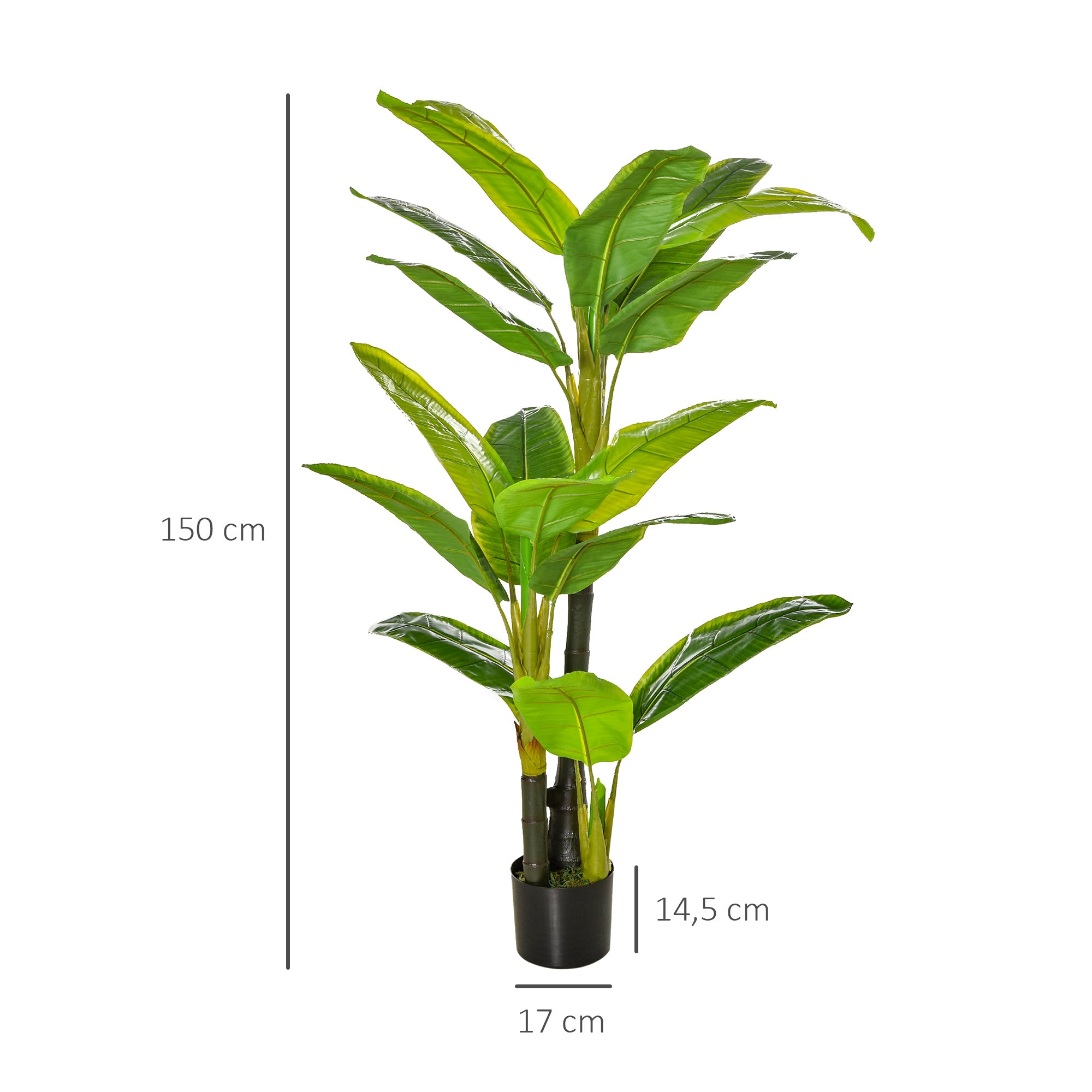 Bananeira Artificial – 150 cm – Verde – PEVA, PE e cimento