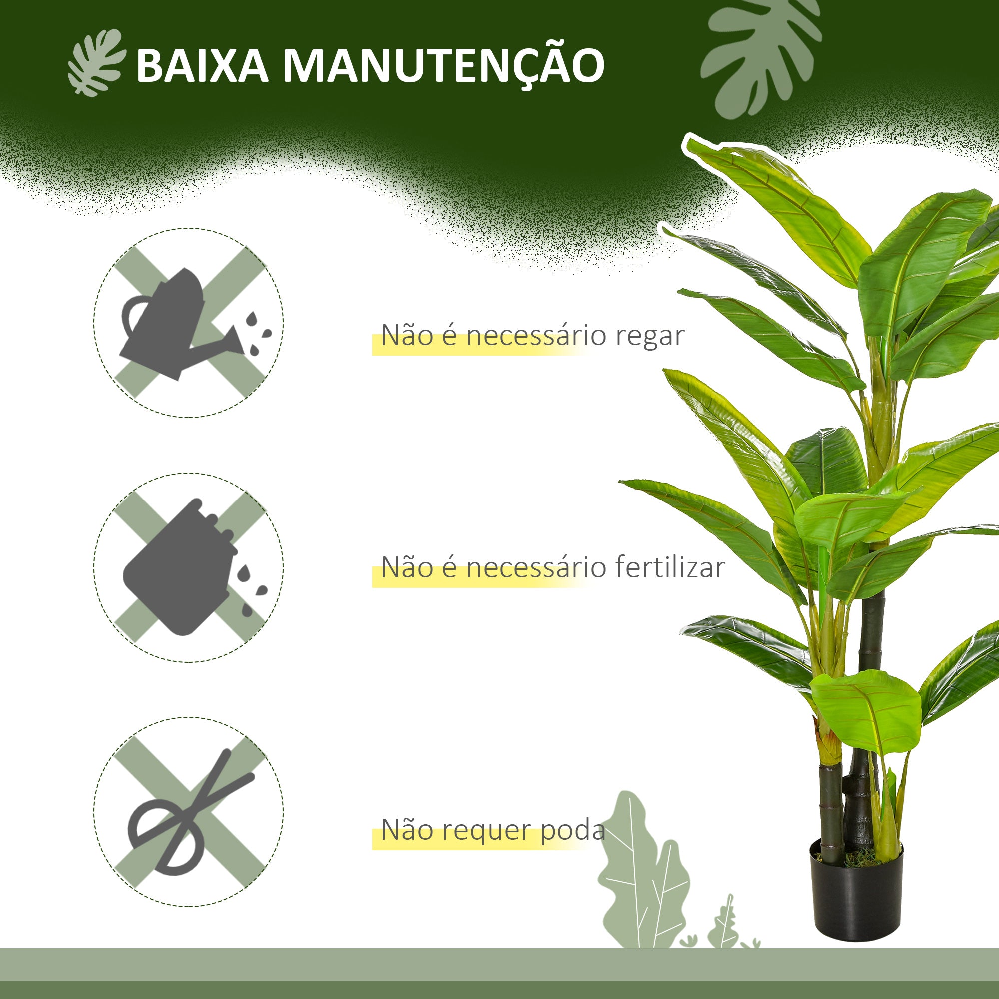 Bananeira Artificial – 150 cm – Verde – PEVA, PE e cimento