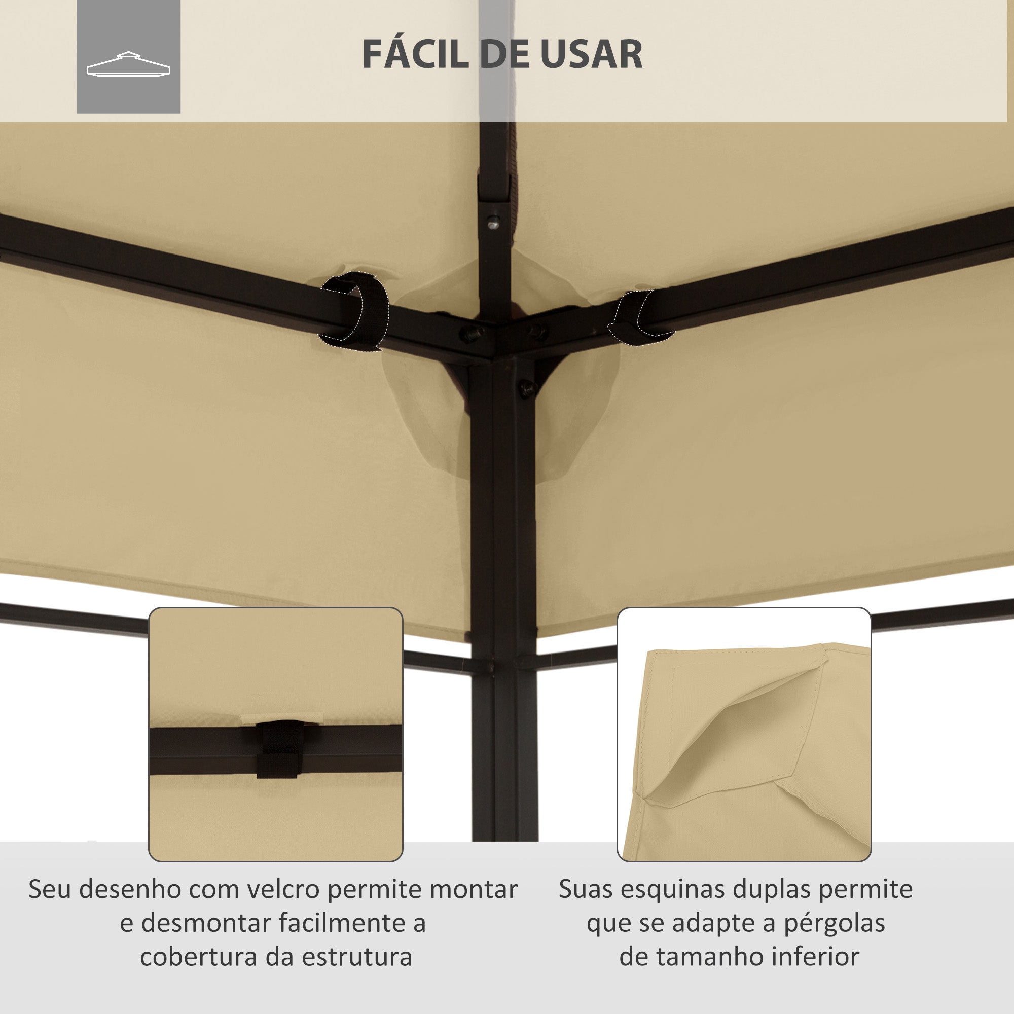 Toldo de Substituição 400x300 cm Creme Branco para Pérgola de Jardim