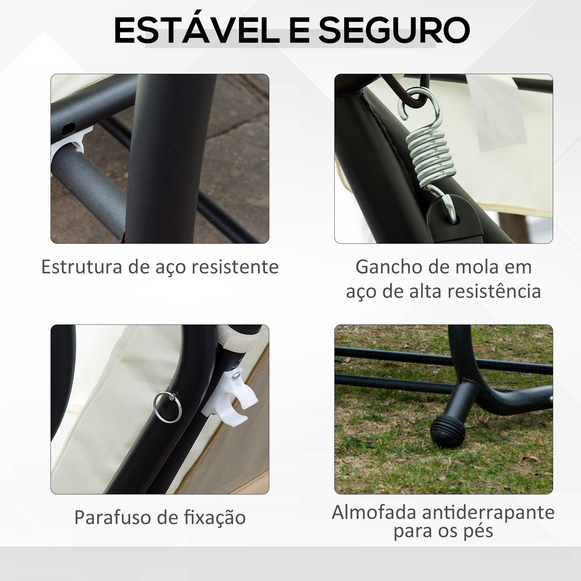 Banco Baloiço Jardim 3 Lugares Bege 200x120x164 cm - Conforto ao ar livre