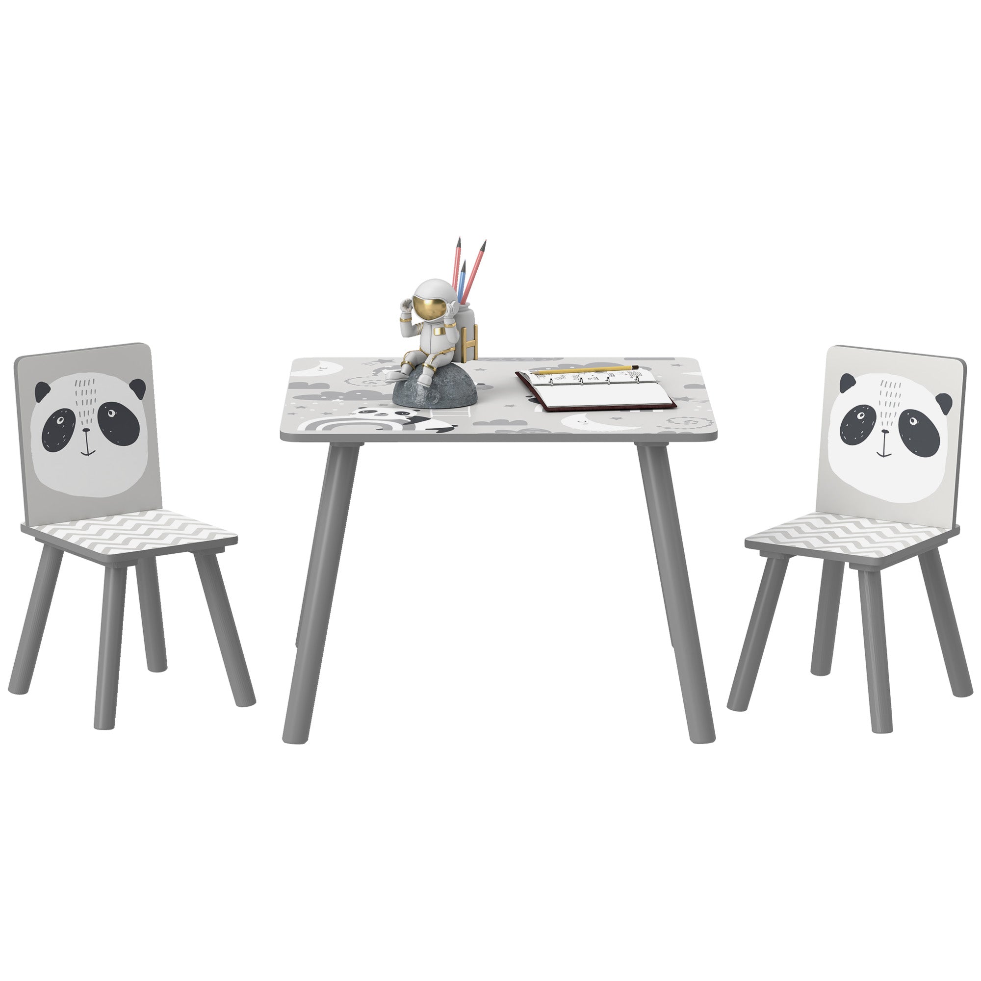 Conjunto de Mesa e Cadeiras para Crianças - 60x60x44 cm - Cinzento