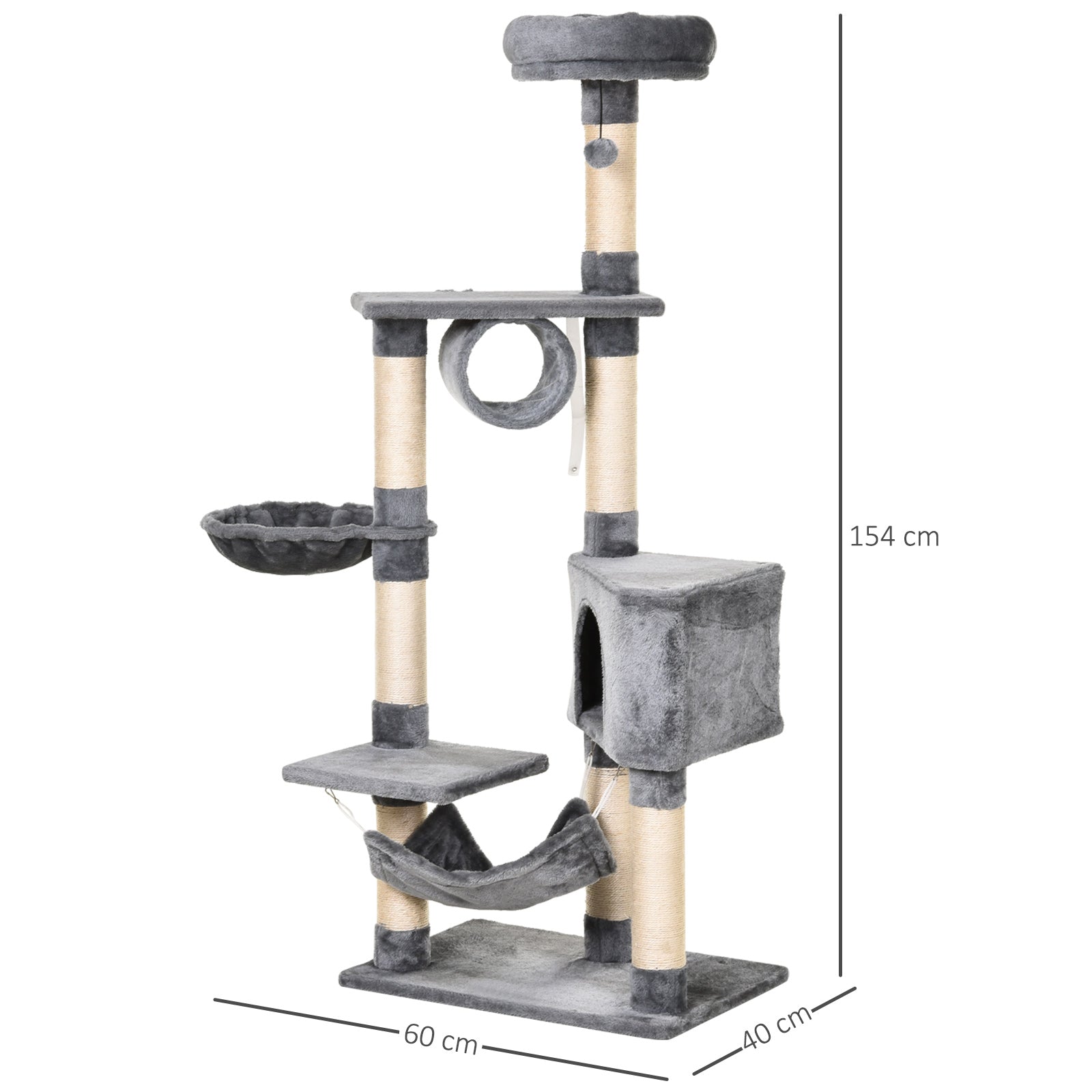 Árvore Arranhador para Gatos 154 cm Cinzento