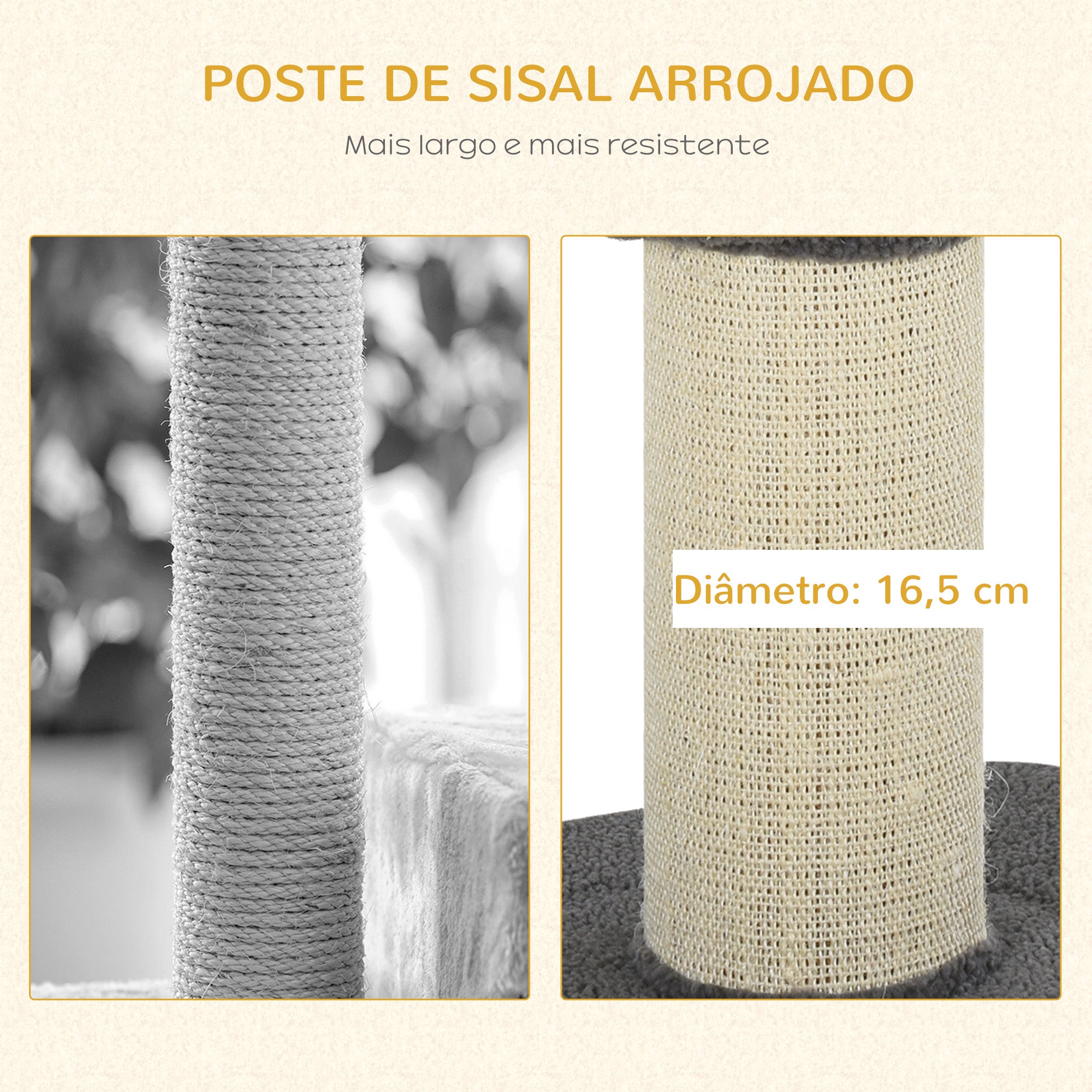 Arranhador para Gatos Cinzento Altura 91 cm - 45x45x91 cm