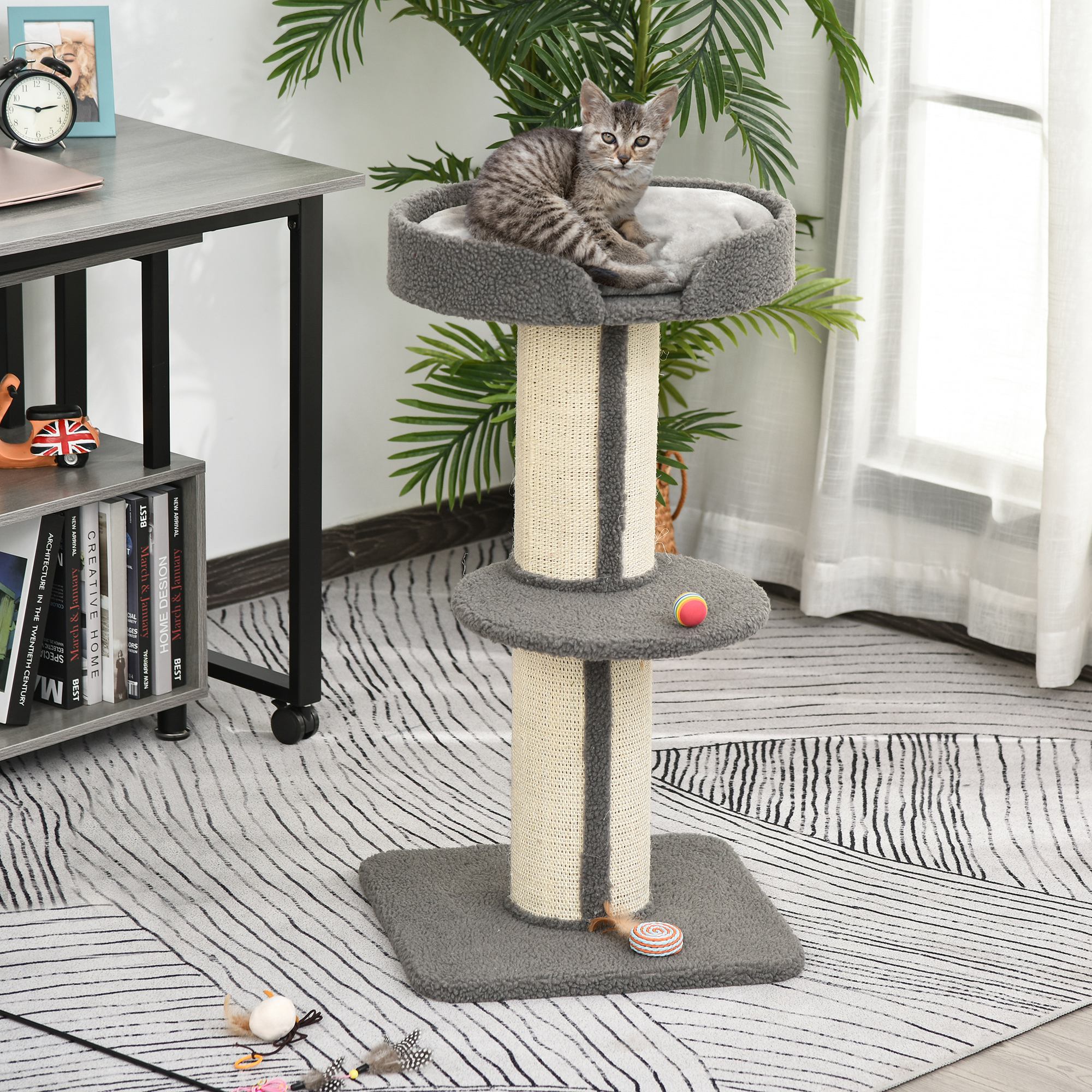 Arranhador para Gatos Cinzento Altura 91 cm - 45x45x91 cm