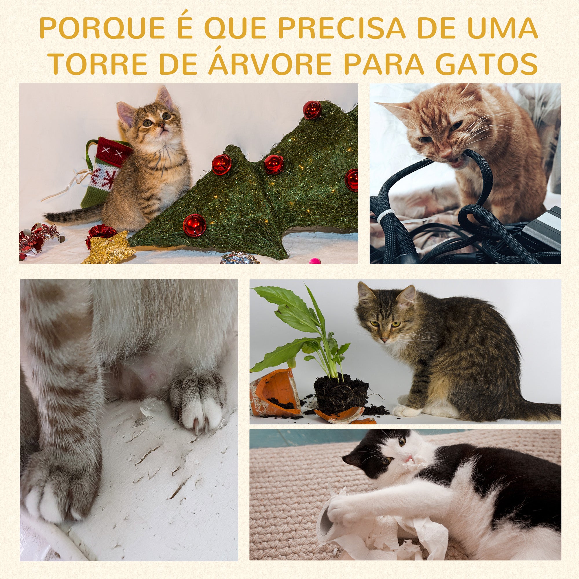 Arranhador para Gatos Cinzento Altura 91 cm - 45x45x91 cm
