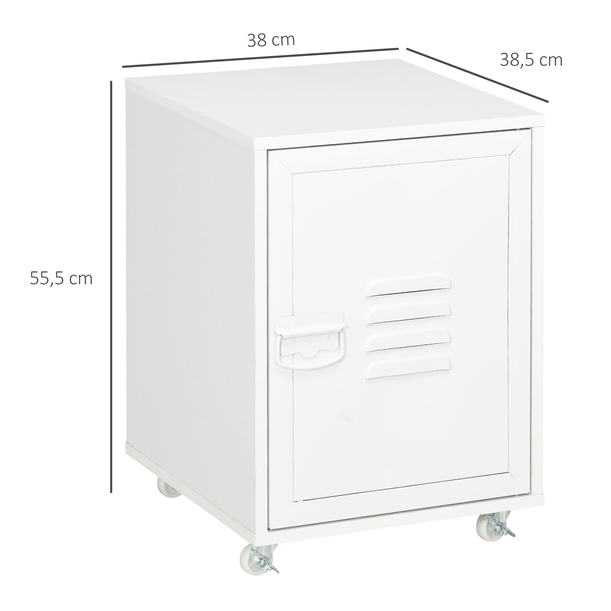 Bloco de Gavetas de Escritório Móvel 38x38,5x55,5 cm - Branco