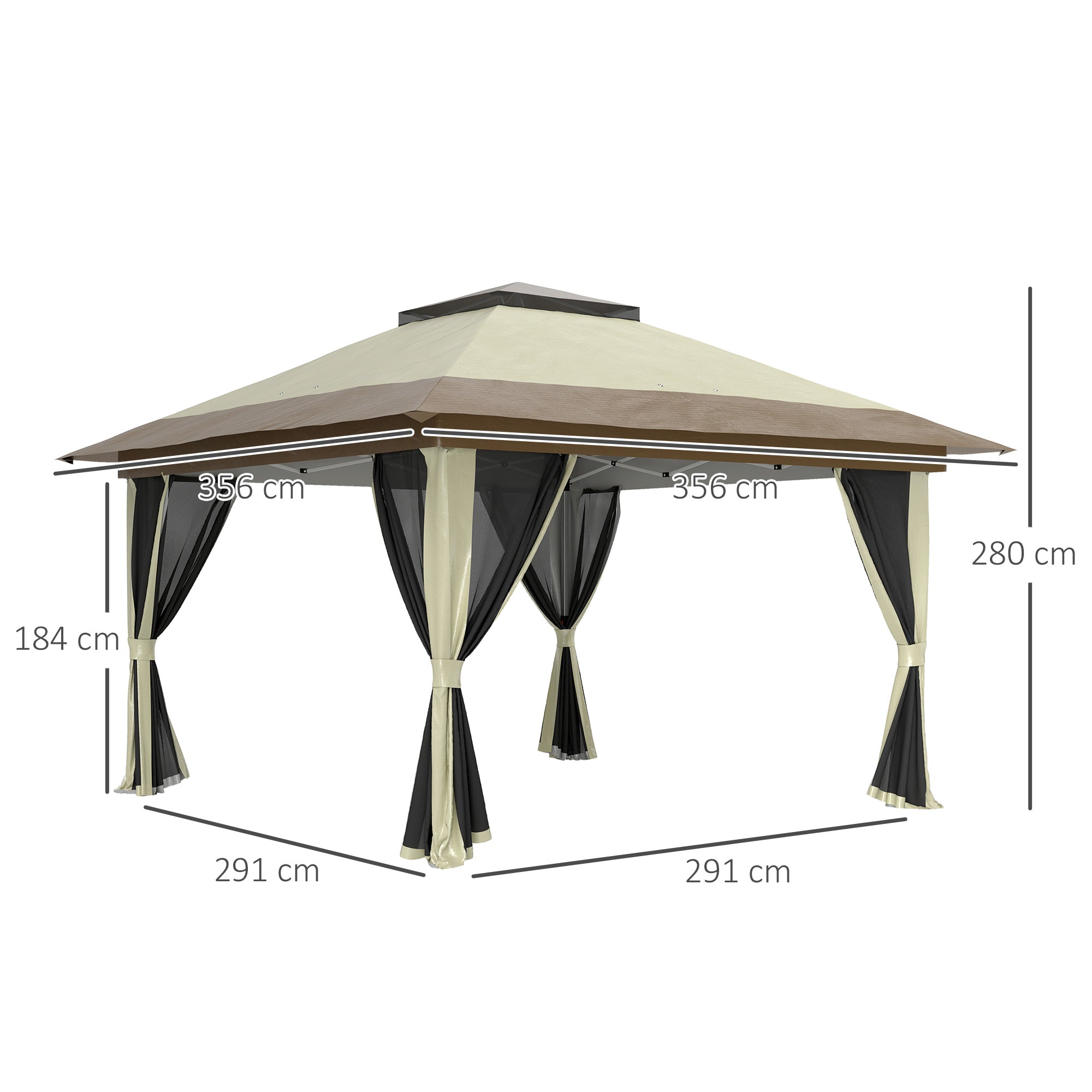 Pérgola Dobrável 356x356x280 cm - Creme Branco