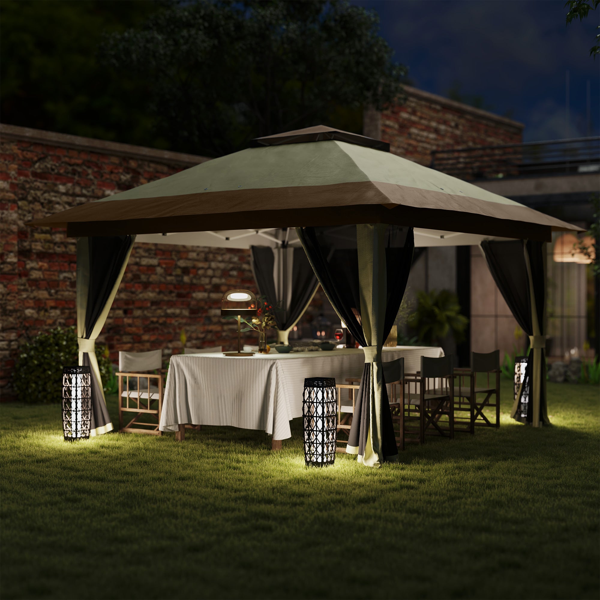 Pérgola Dobrável 356x356x280 cm - Creme Branco
