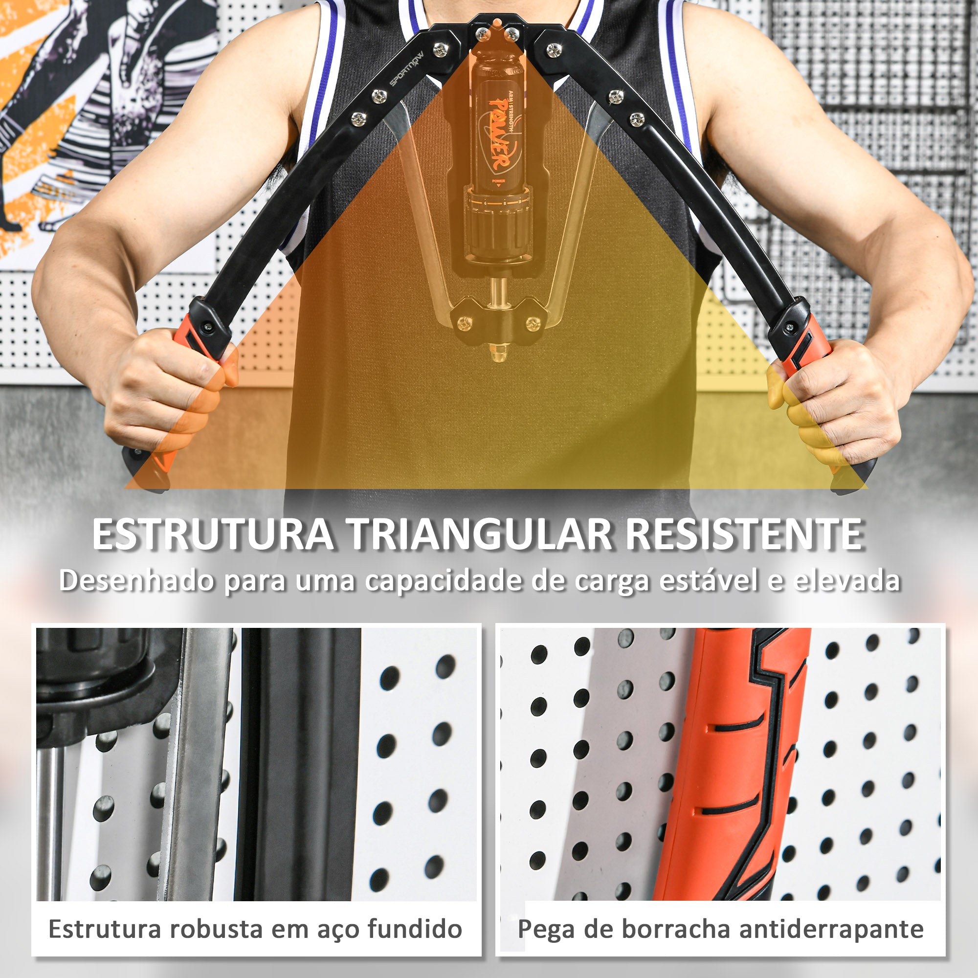 Exercitador de Peito Ajustável 43x16x5 cm - Preto