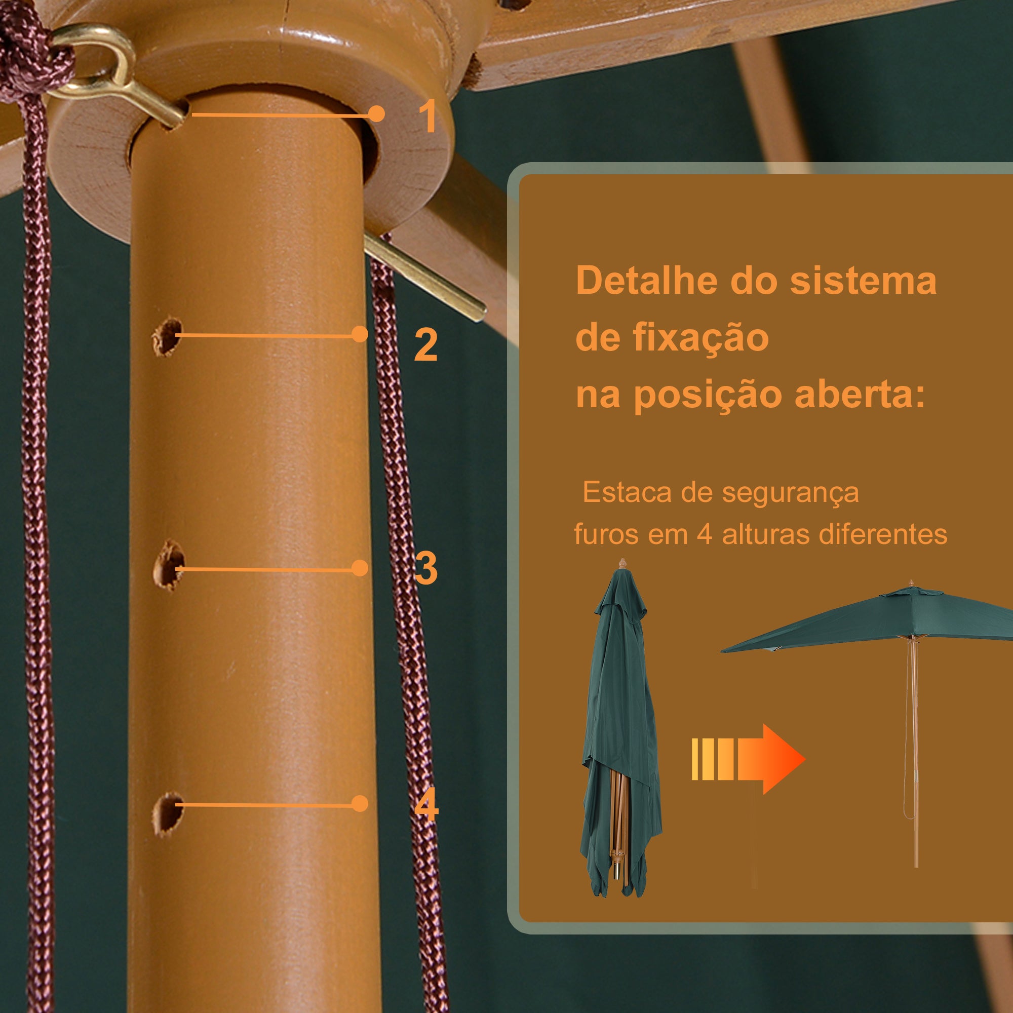 Guarda-Sol de Jardim 295x200x255cm Verde