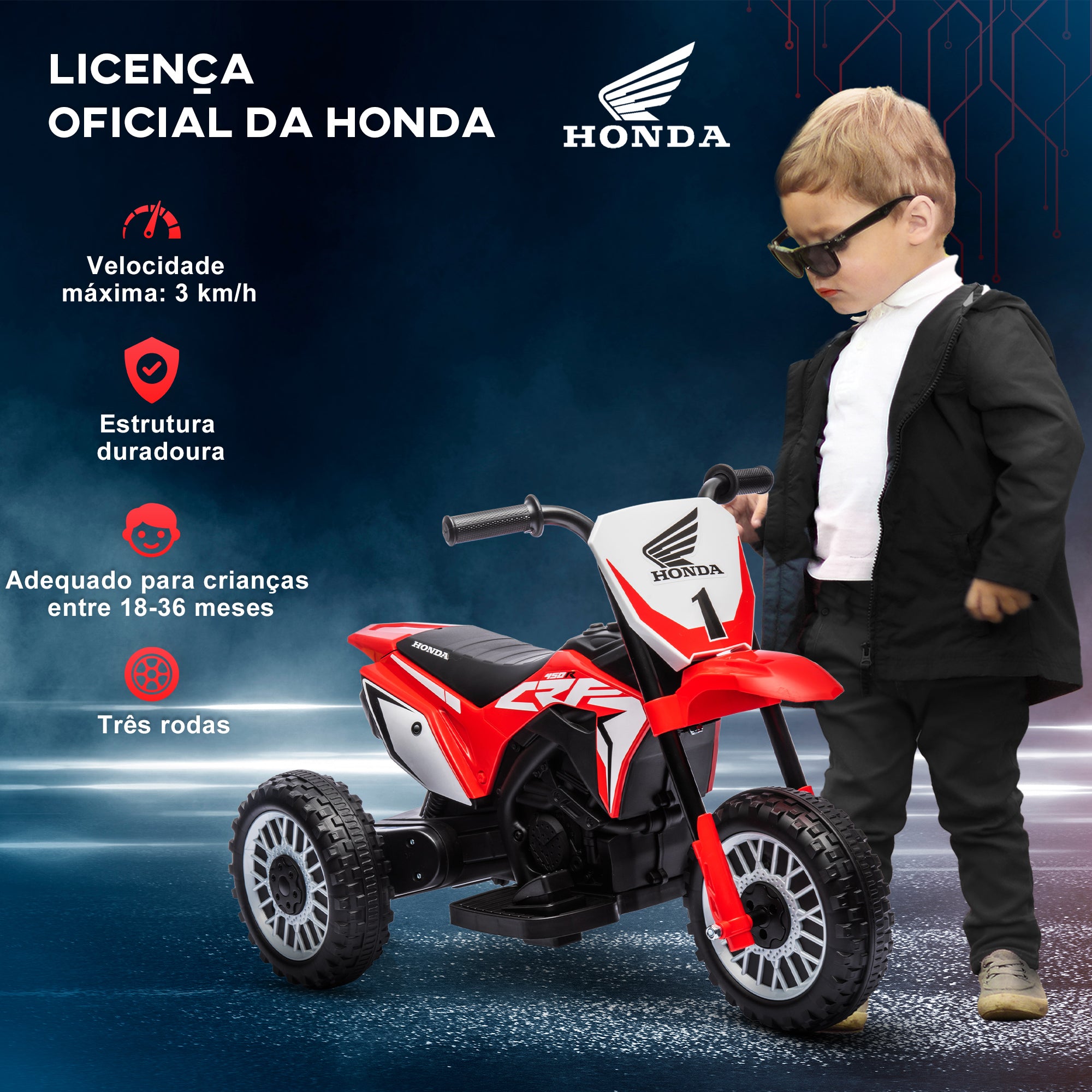 Mota Elétrica Infantil – 71x40,5x43,5 cm – Vermelha – PP e metal