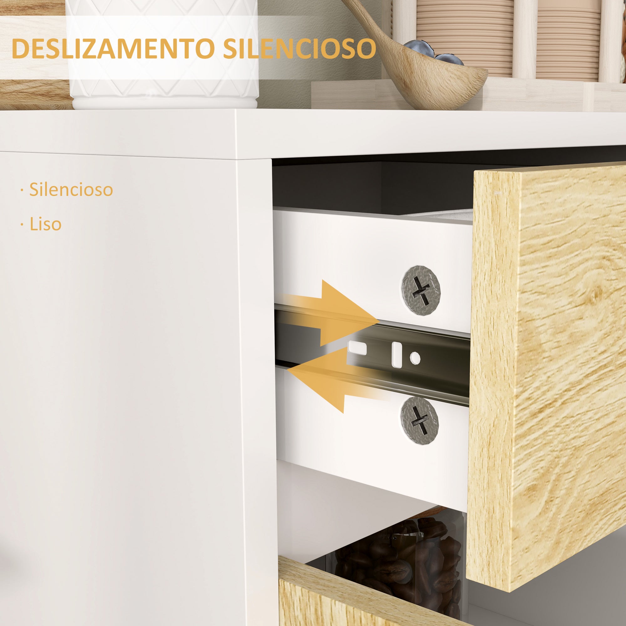 Aparador de 2 Portas com 3 Gavetas 120x39x77 cm - Branco e Madeira