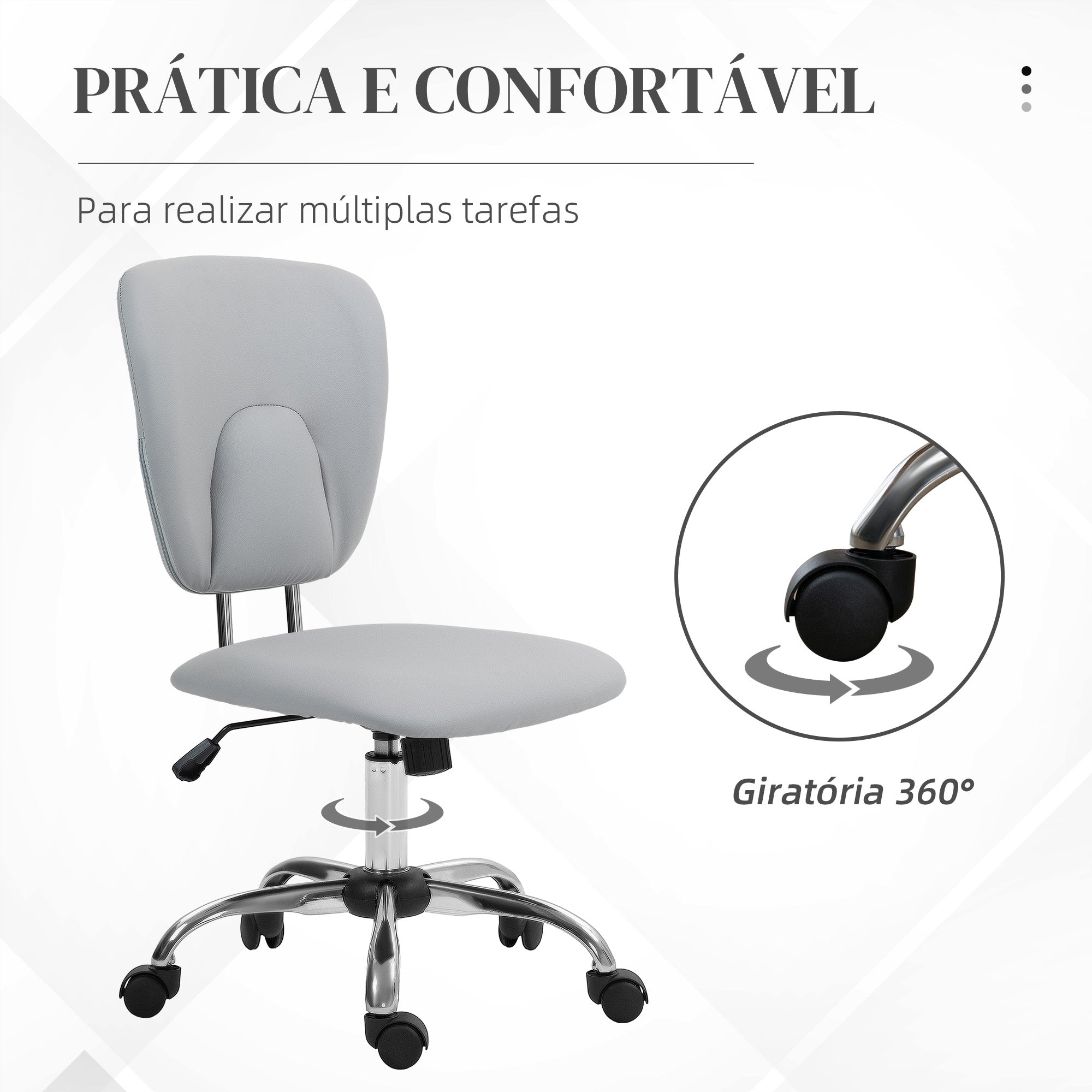 Cadeira de Escritório Giratória Cinza Claro 50x54x87,5-96,5 cm