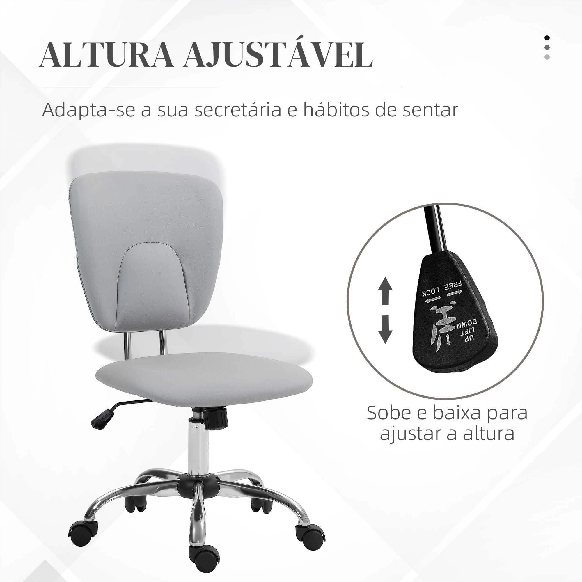 Cadeira de Escritório Giratória Cinza Claro 50x54x87,5-96,5 cm