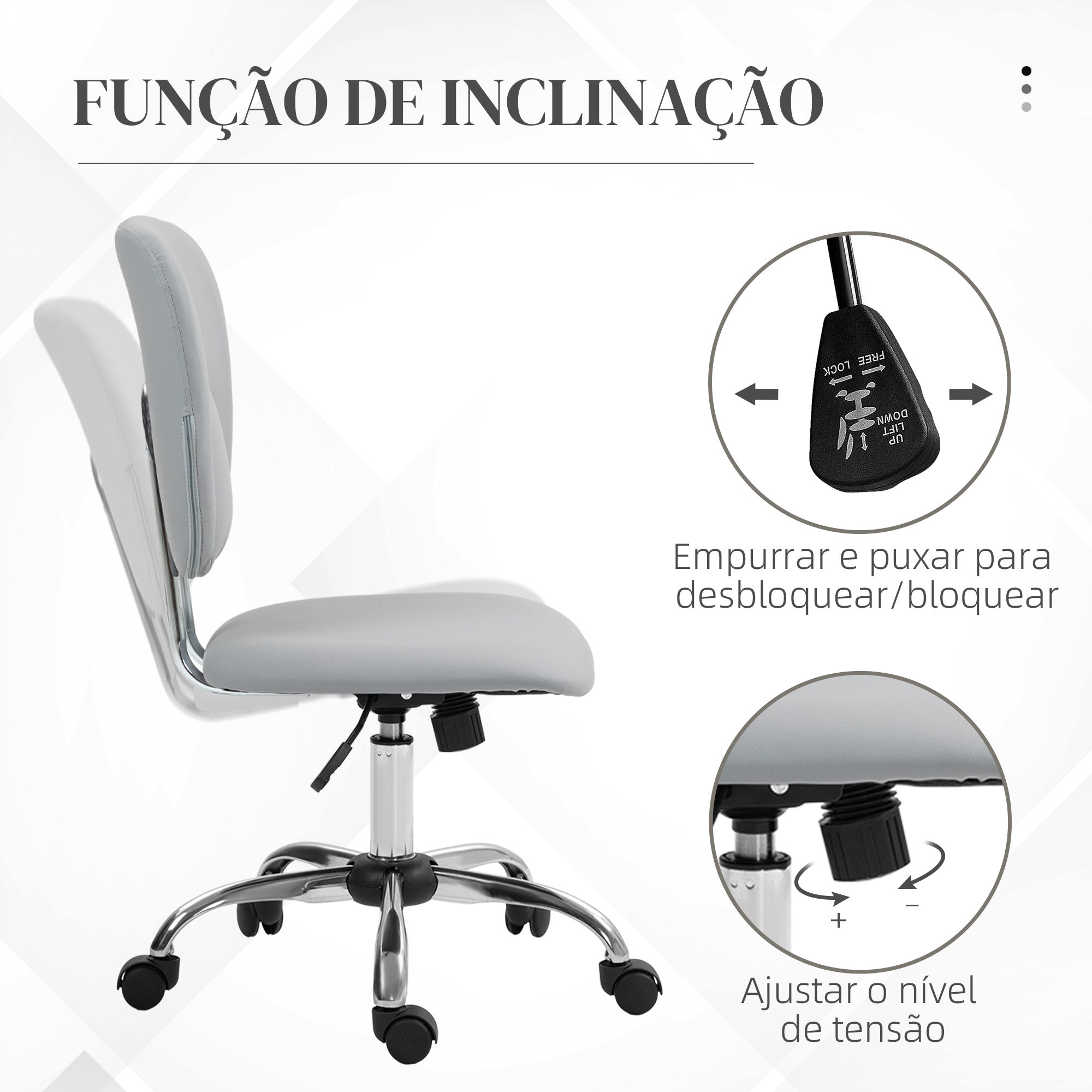 Cadeira de Escritório Giratória Cinza Claro 50x54x87,5-96,5 cm