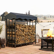 Suporte para Lenha Preto 143x70x145 cm - Armazenamento 1200 kg