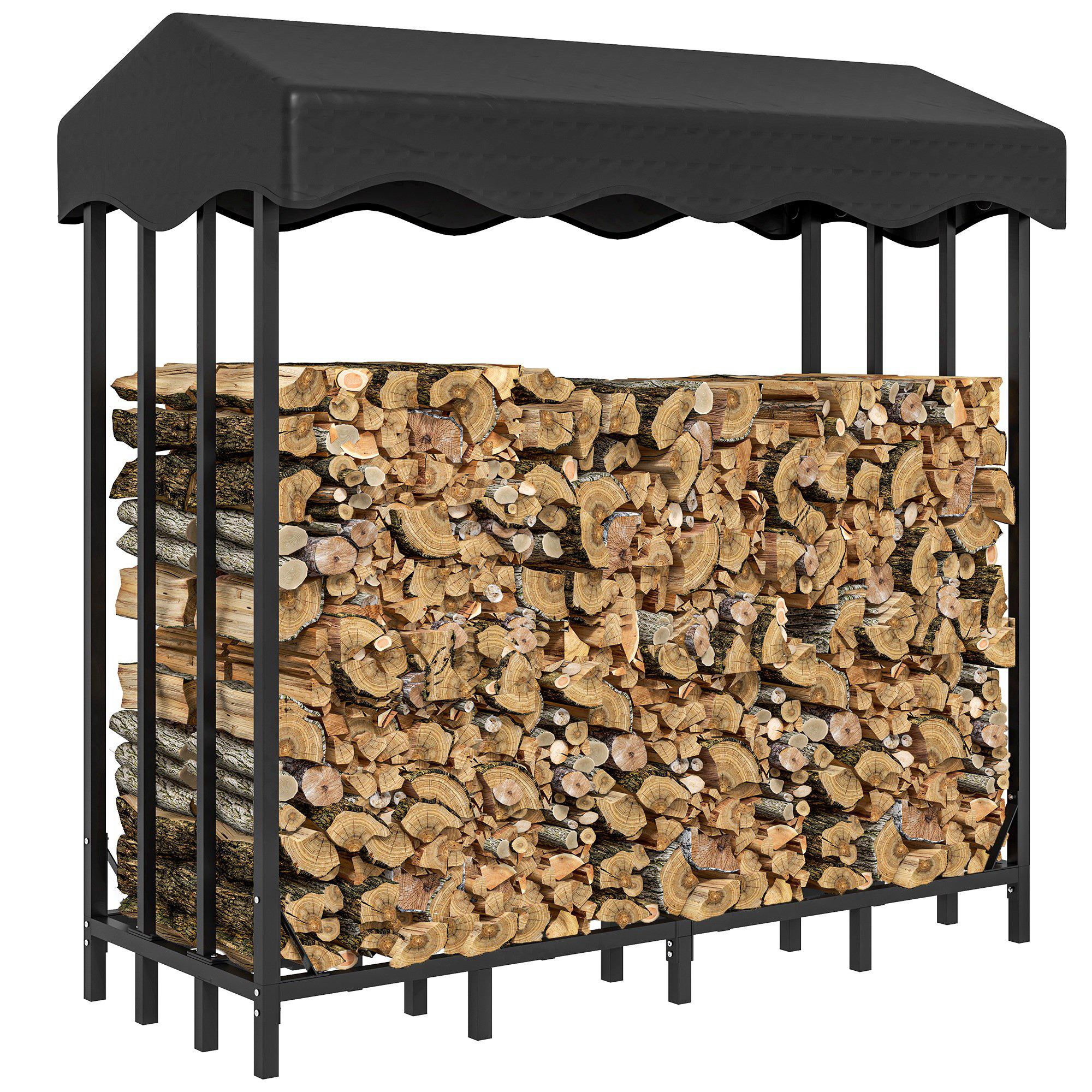 Suporte para Lenha Preto 143x70x145 cm - Armazenamento 1200 kg
