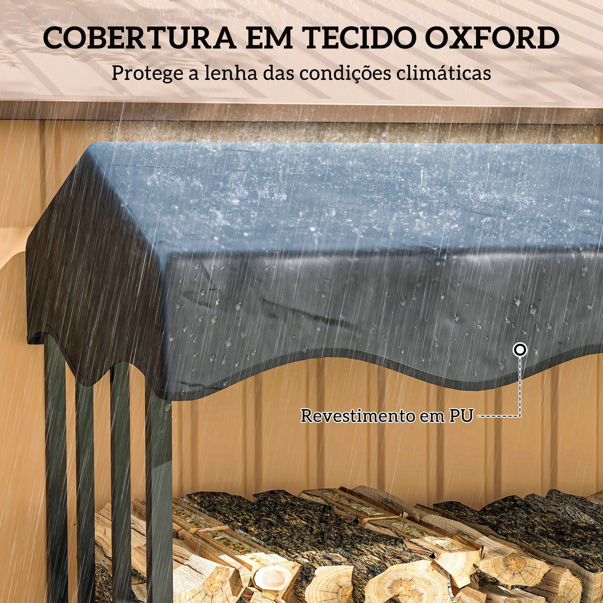 Suporte para Lenha Preto 143x70x145 cm - Armazenamento 1200 kg