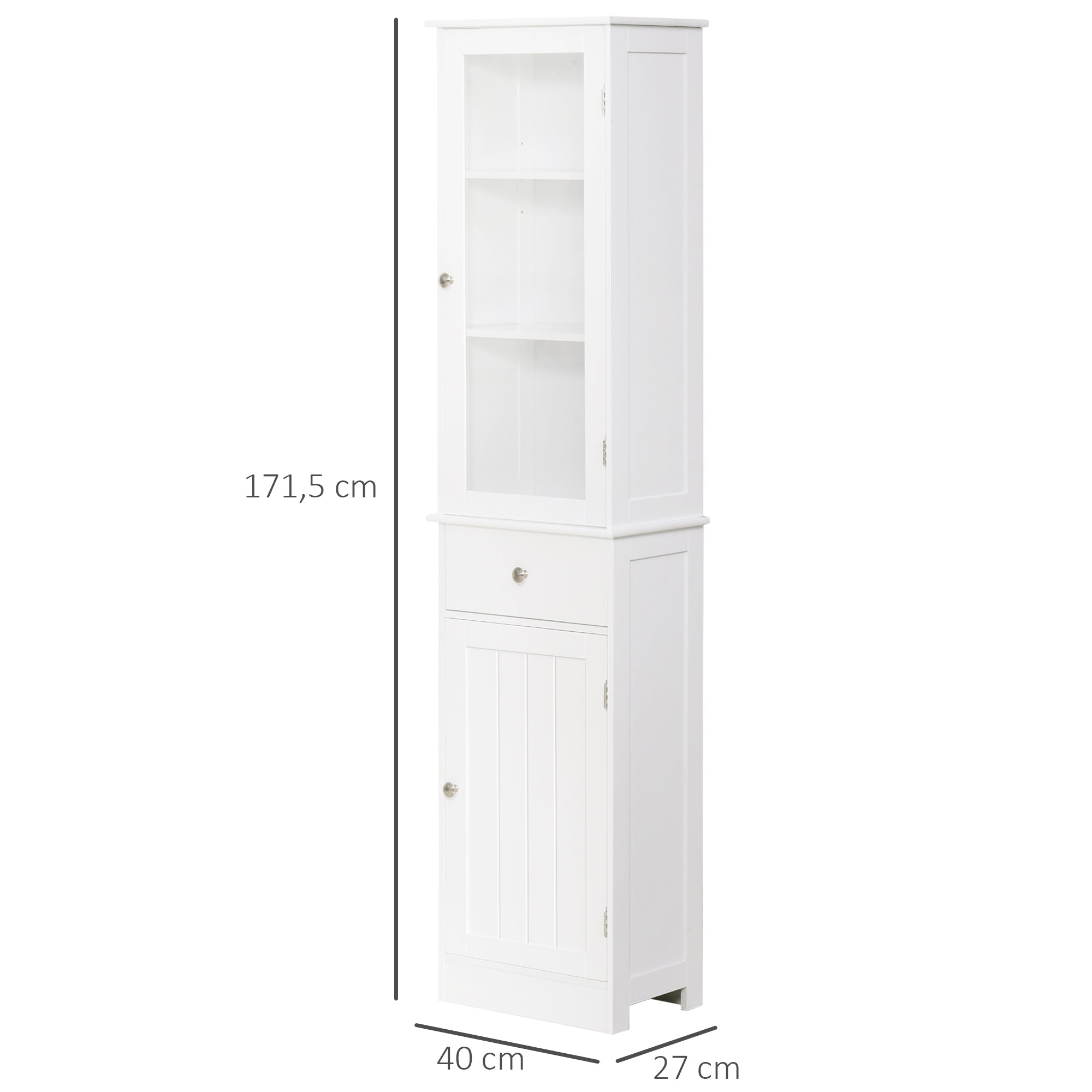 Armário Alto para Casa de Banho Moderno 40x27x171,5cm Branco