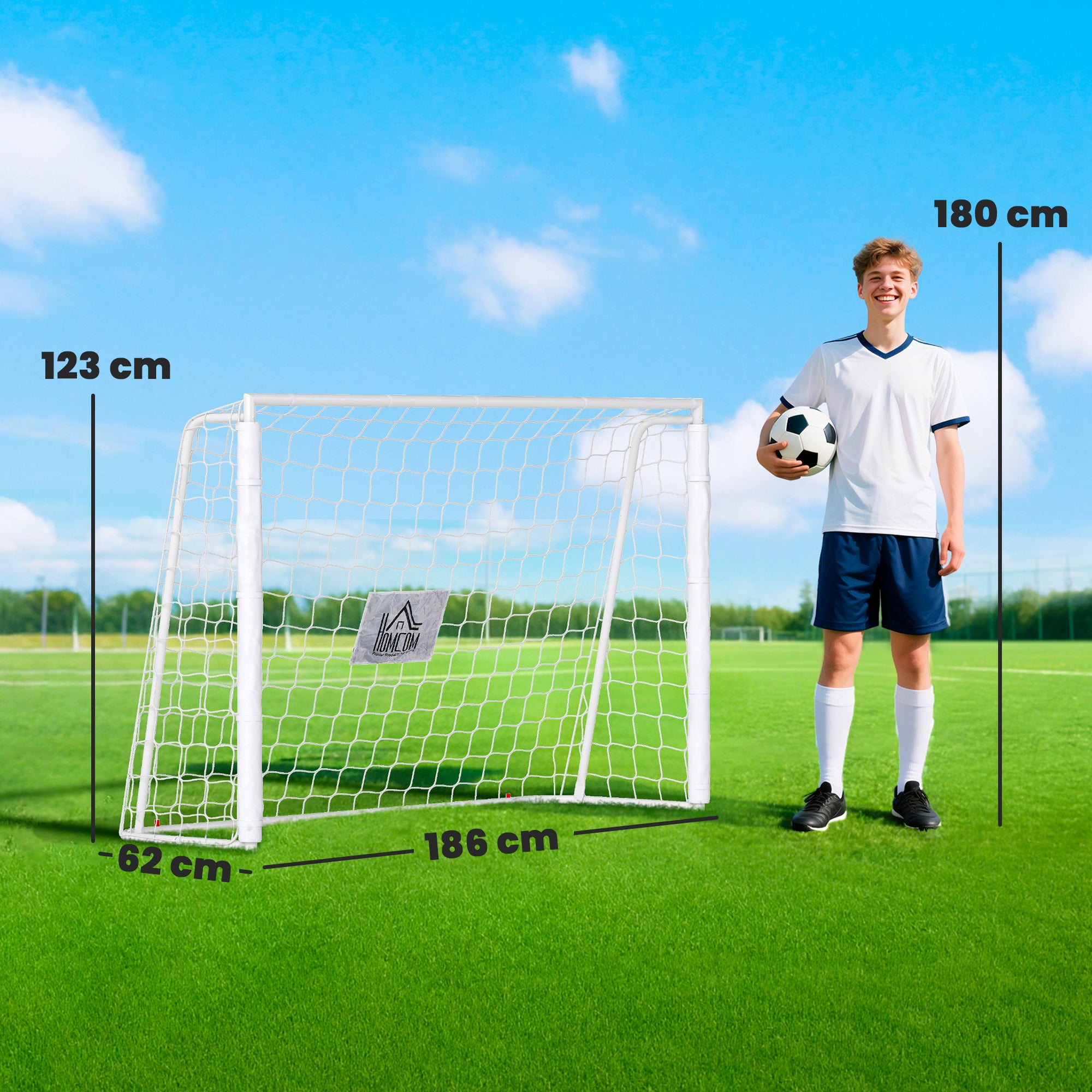 Baliza de Futebol – 186x62x123 cm – Branca – Aço e PE