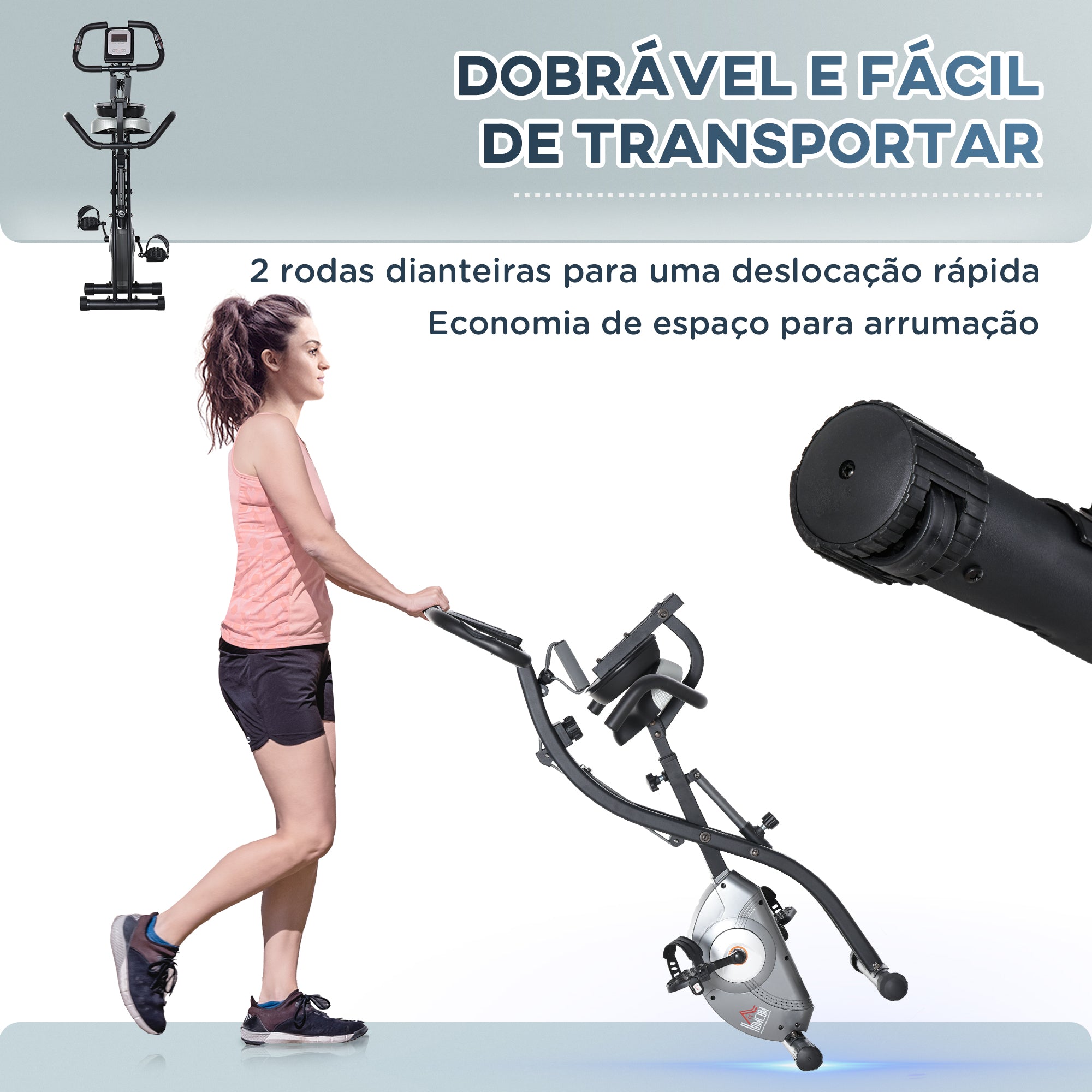 Bicicleta Estática Dobrável 107x53x107cm Preto