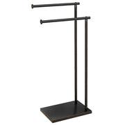 Toalheiro de Pé de 2 Níveis em Forma de L 35,5x20x78 cm Preto