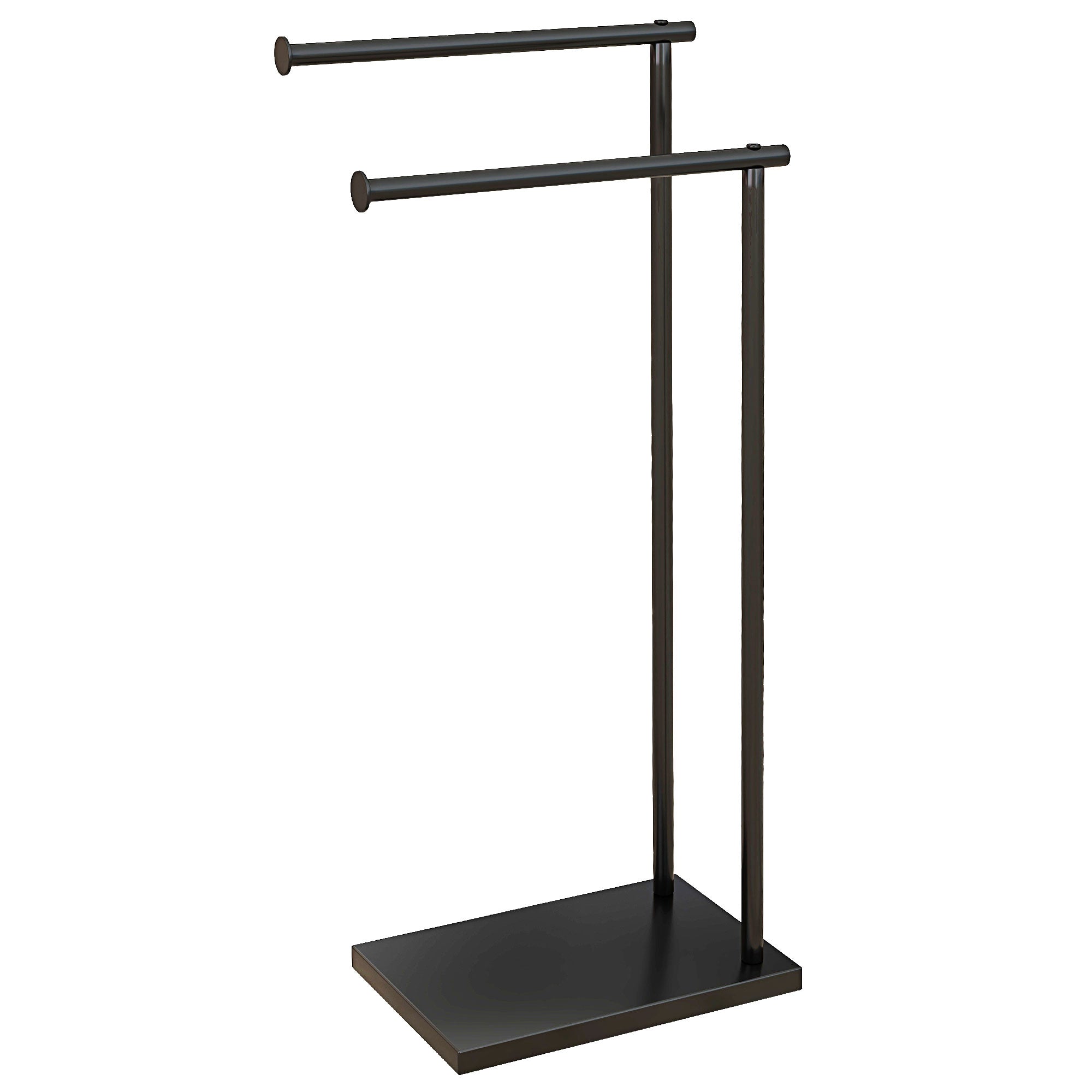 Toalheiro de Pé de 2 Níveis em Forma de L 35,5x20x78 cm Preto