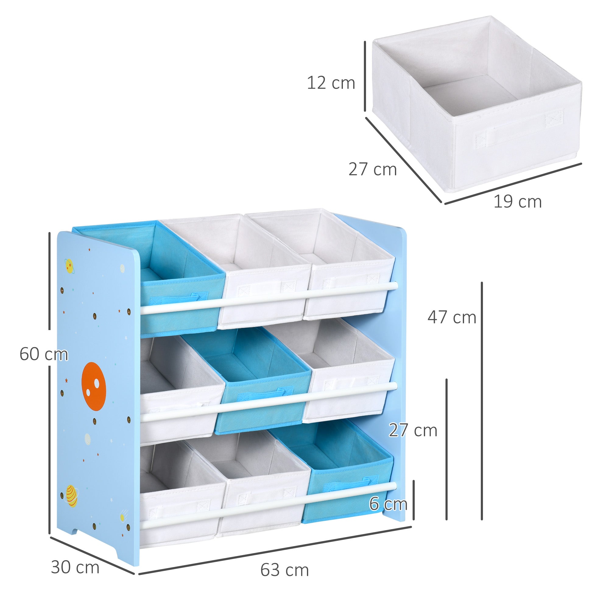 Estante Organizadora de Brinquedos Azul 63x30x60 cm