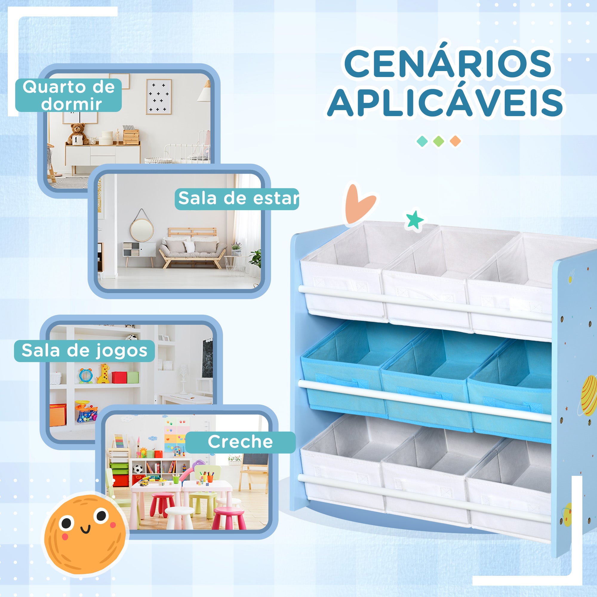 Estante Organizadora de Brinquedos Azul 63x30x60 cm