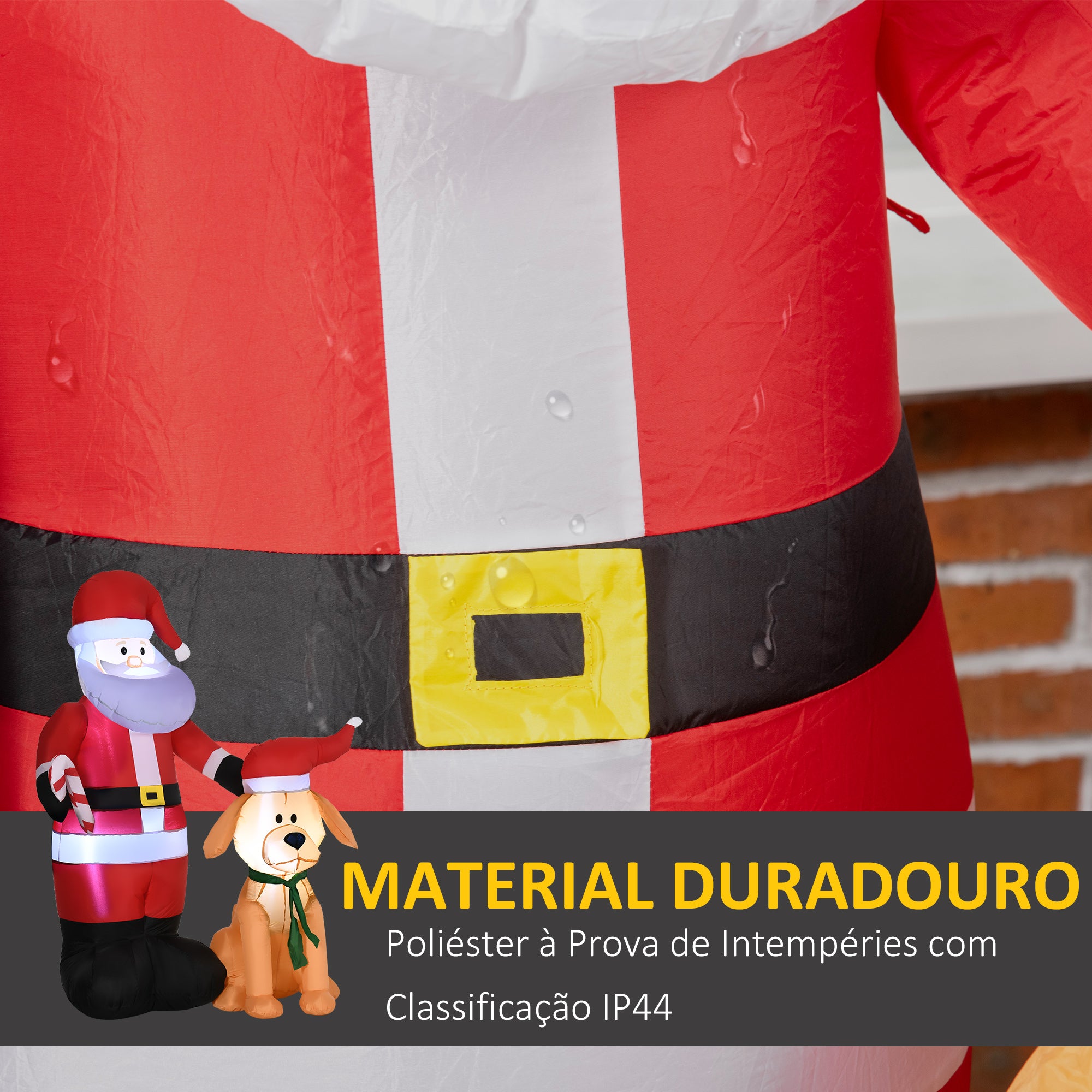 Decoração de Natal Pai Natal e Cão com Luzes LED 117x80x157cm Vermelho