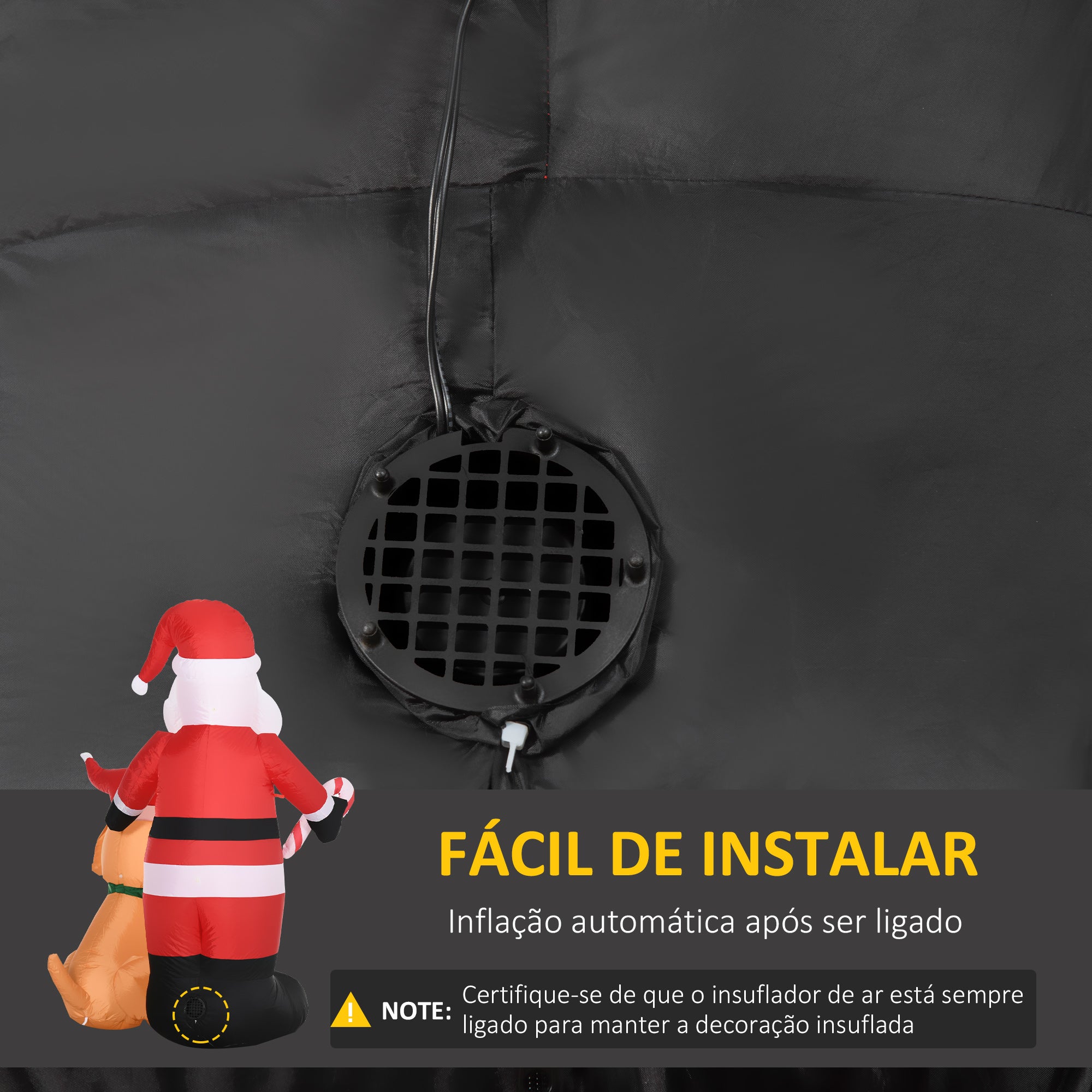 Decoração de Natal Pai Natal e Cão com Luzes LED 117x80x157cm Vermelho