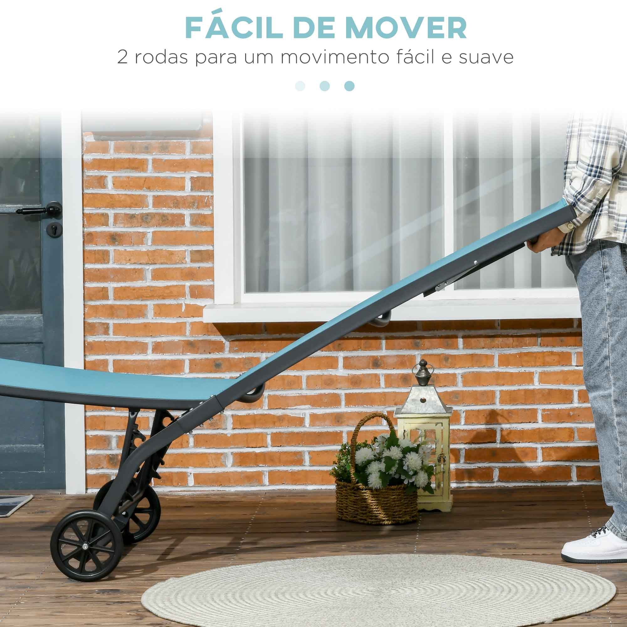 Conjunto de 2 Espreguiçadeiras Reclináveis de Jardim 165x66x102 cm Azul