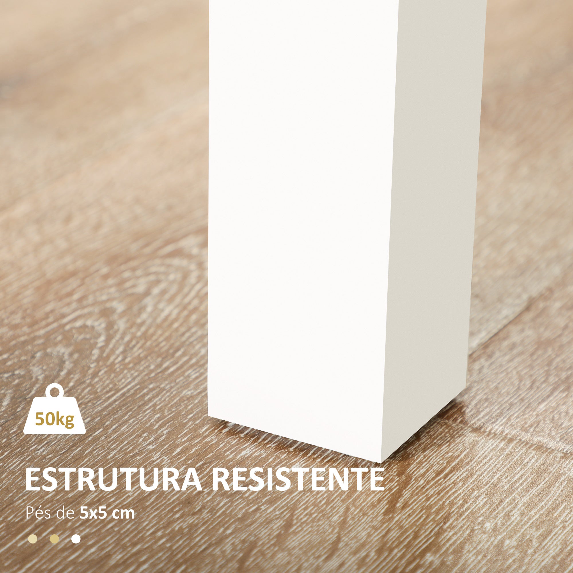 Mesa de Sala de Jantar Retangular 119x70x76 cm - Branco e Madeira