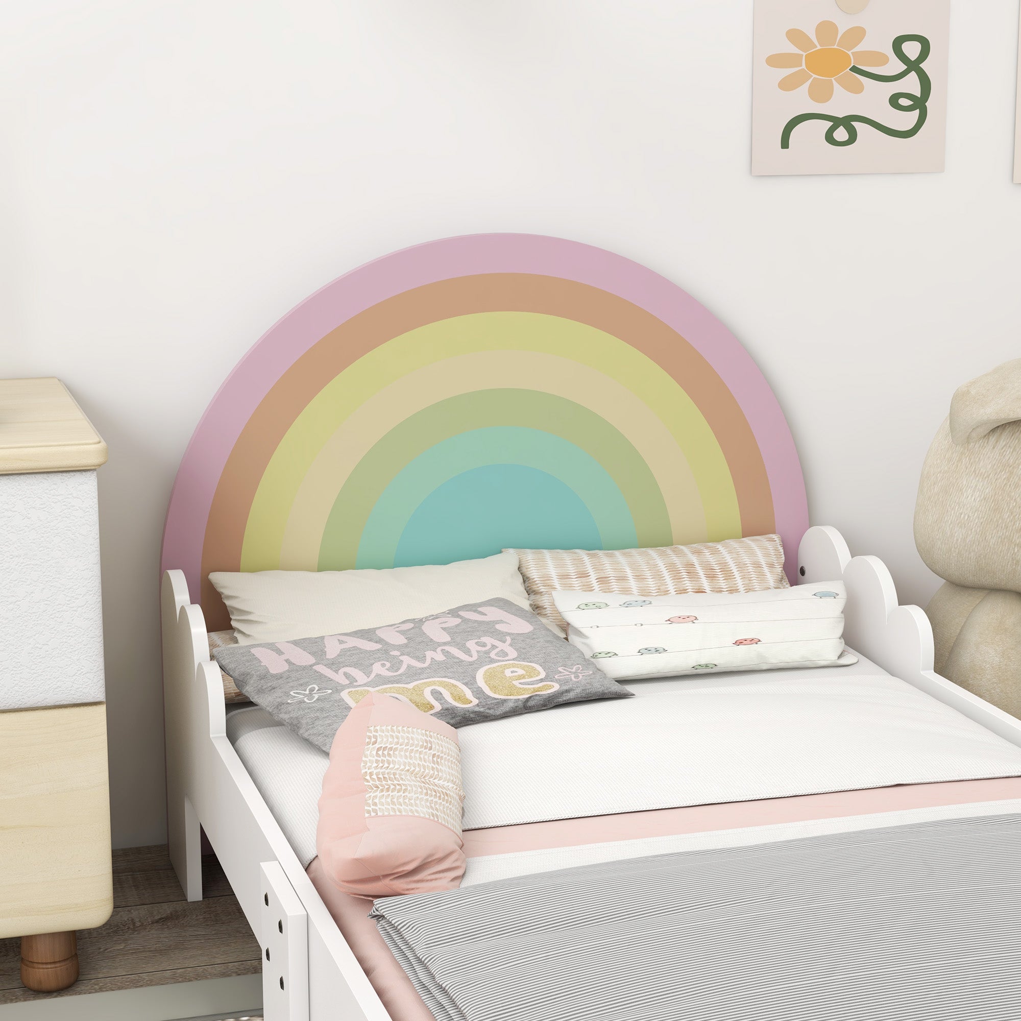 Cama Infantil Arco-Íris 143x74x66 cm Rosa Multicor