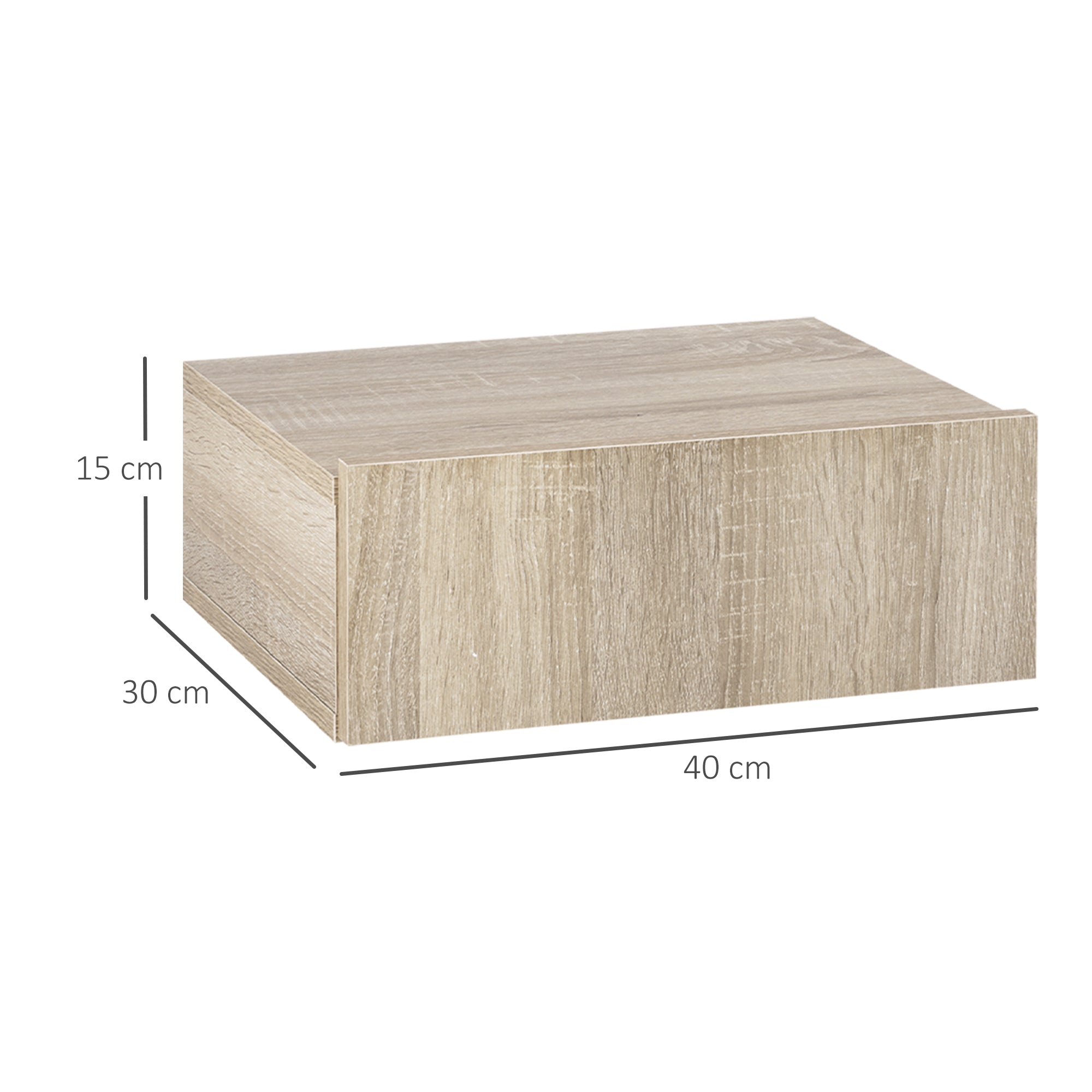 Conjunto de 2 Mesas de Cabeceira Cor de Madeira Natural 40x30x15cm