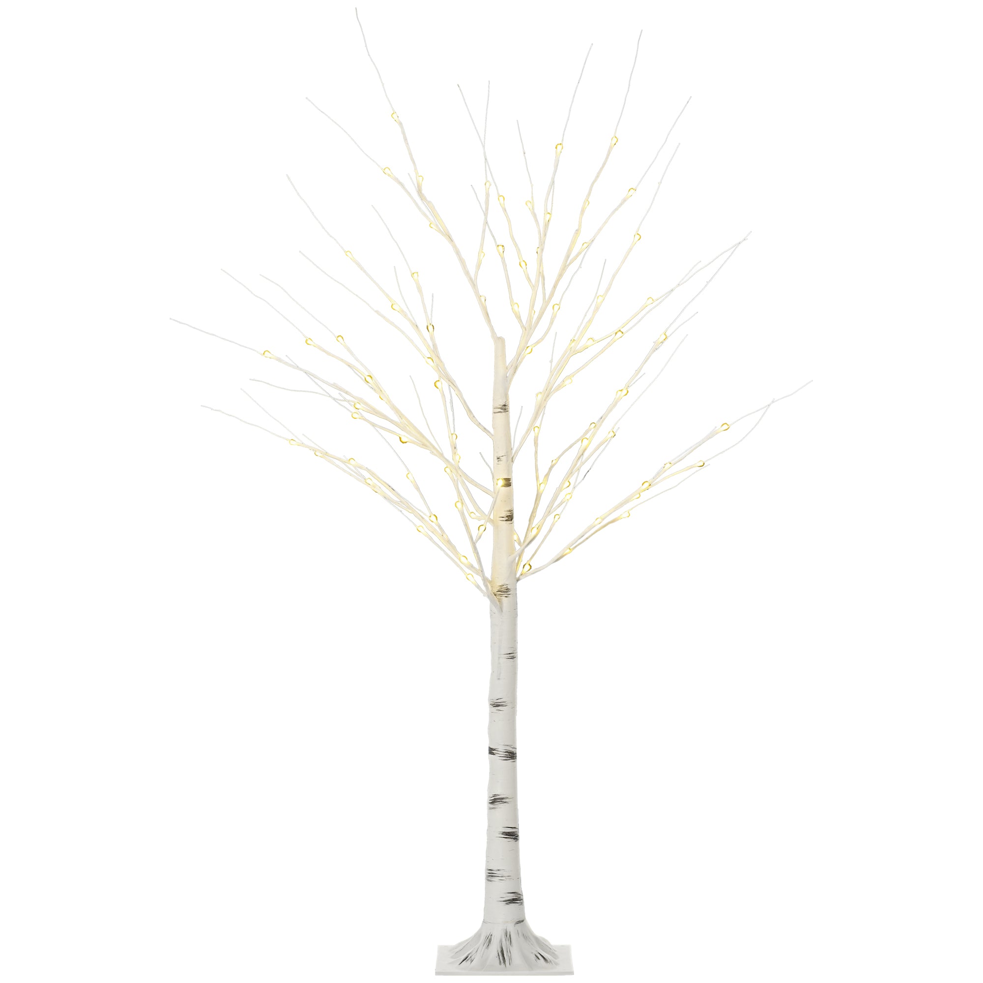 Árvore de Bétula Branca 150cm com 96 Luzes LED Branco Quente - Medidas 22x22x150cm