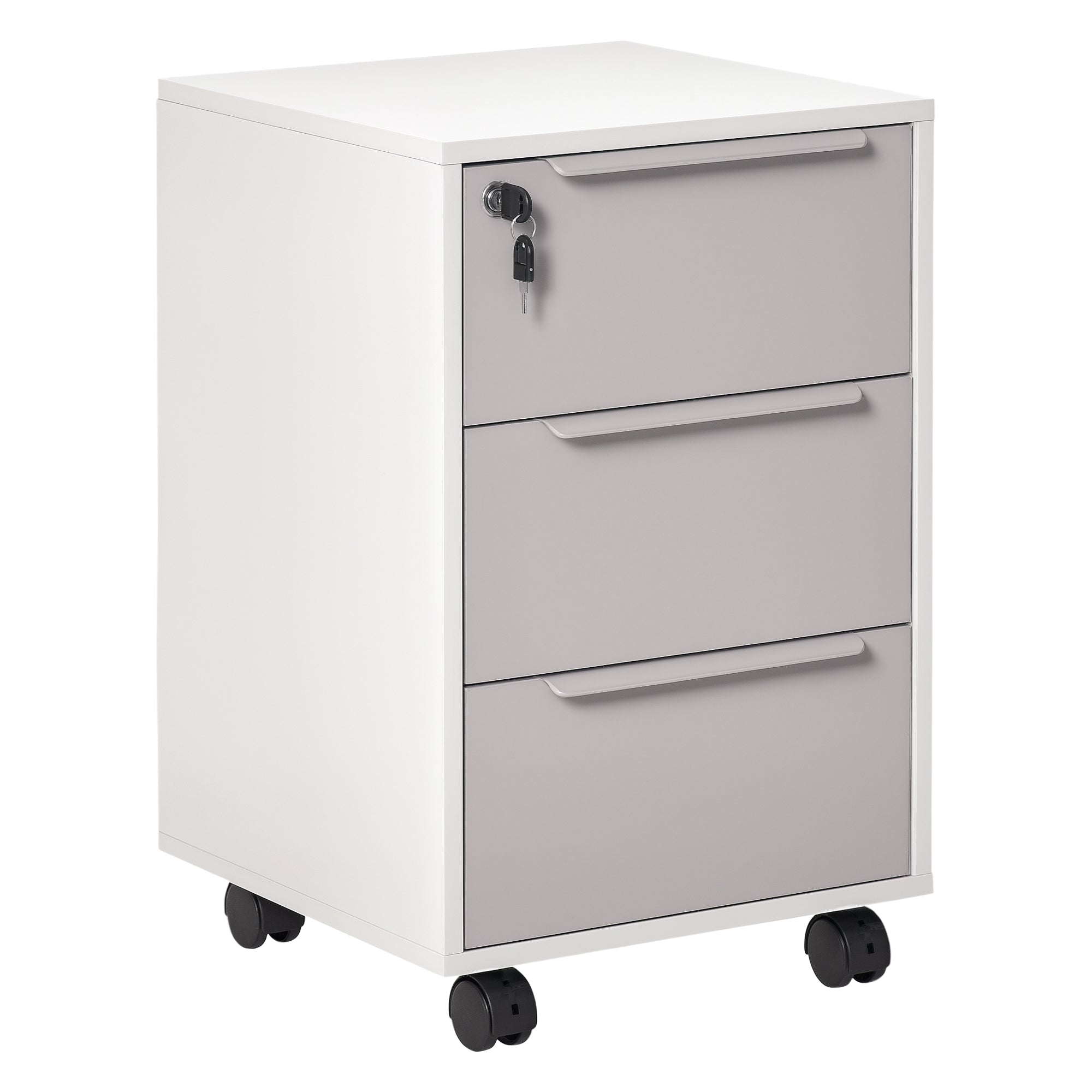Bloco de Gavetas Móvel de Escritório 3 Gavetas 40x40x63,5 cm Branco e Cinza